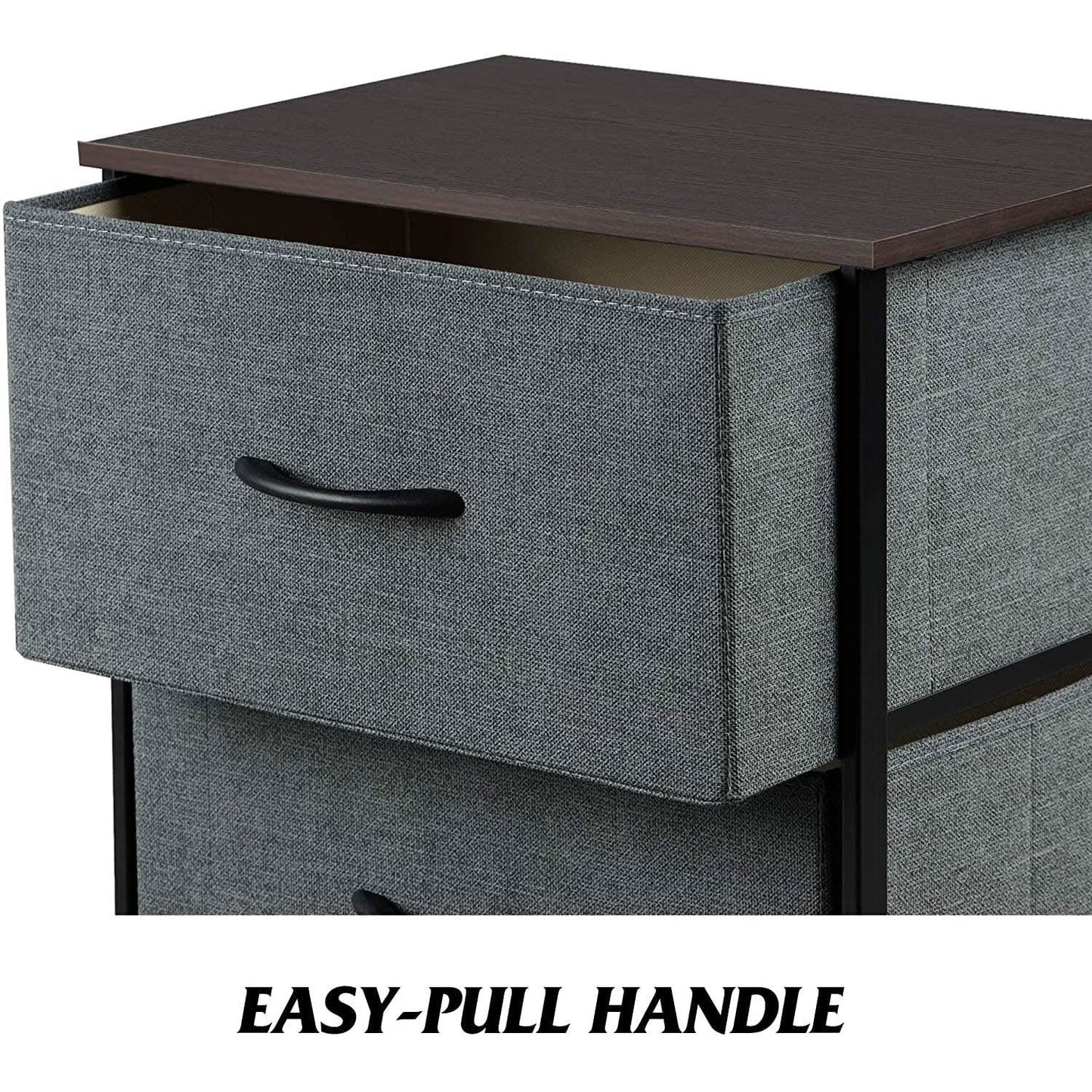 Dark Grey Fabric Dresser With Wood Top 4 Drawer Organizer from PriceLows™