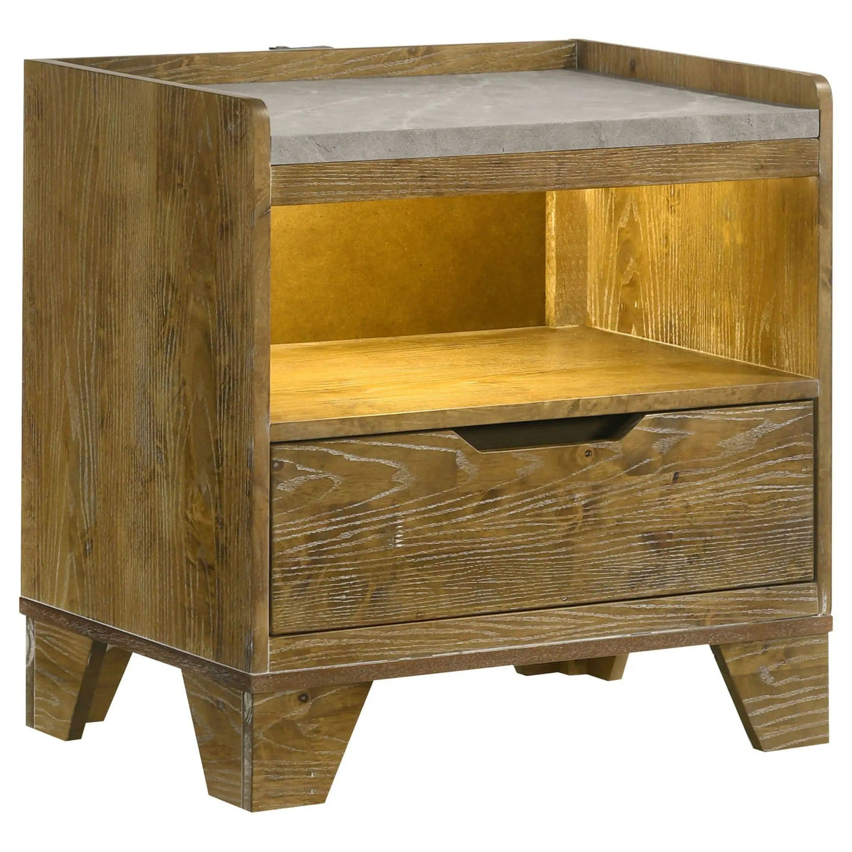 Henderson 4-piece Queen Bedroom Set Medium | 4-Piece Set | Rubberwood & Faux Marble | Oak