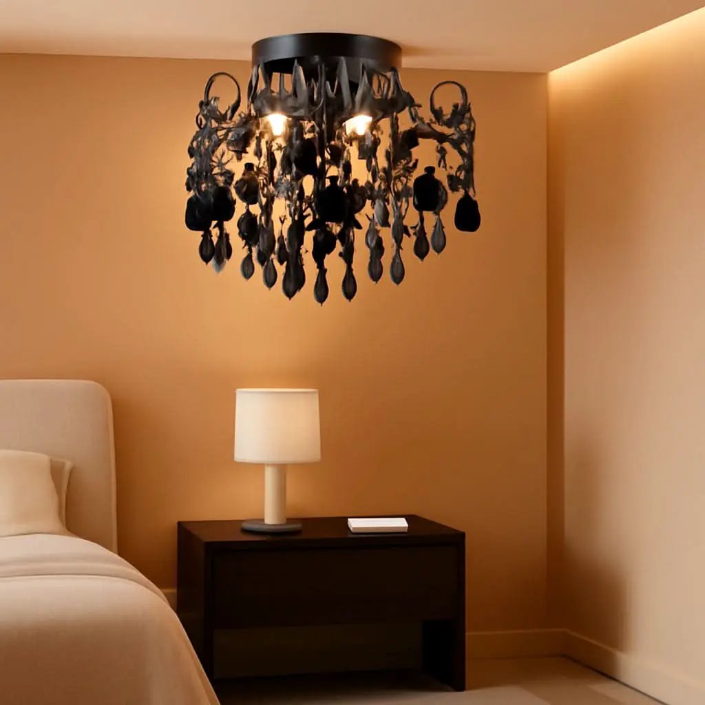 Black Crystal Flush Mount Ceiling Light 3 Light G9 from PriceLows™