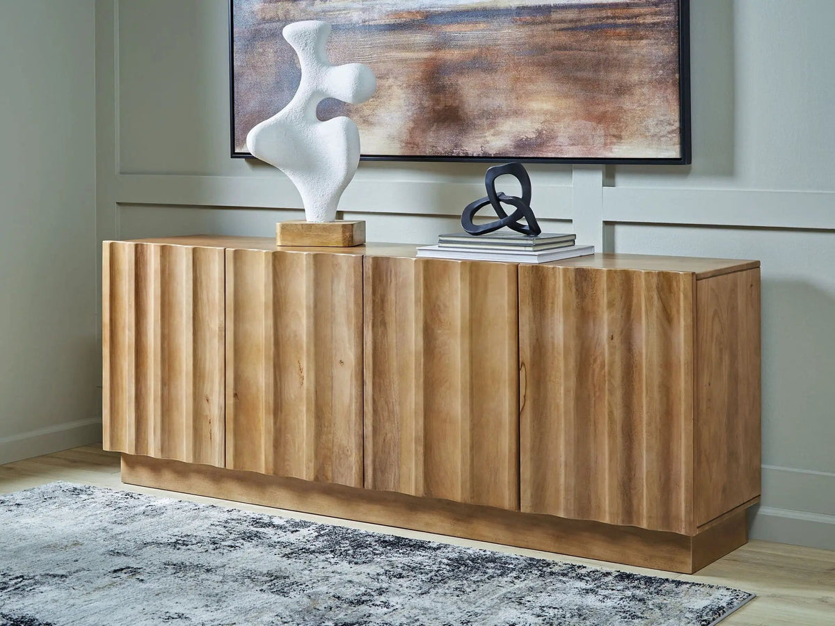 Timkins Accent Cabinet | 73 x 17.13 x 28.38 in | Mango Wood & Veneer | White Washed