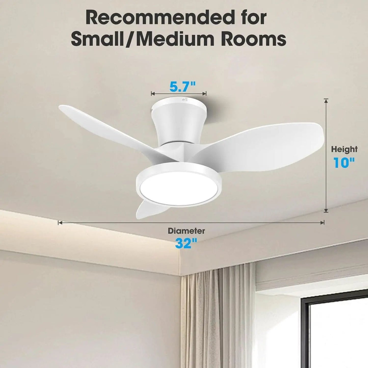 32 Inch Ceiling Fan LED Light Energy Efficient Design from PriceLows™