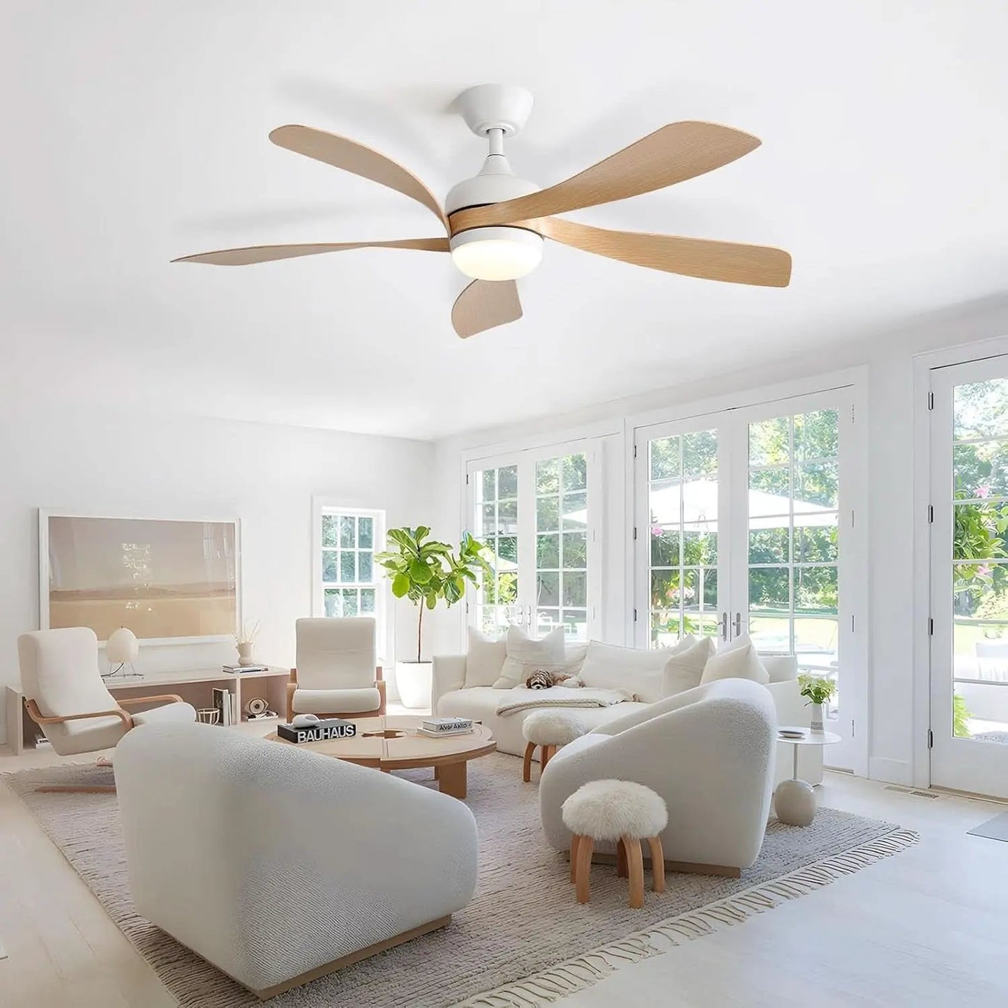 52 Inch Outdoor Ceiling Fan With Dimmable LED Light Remote from PriceLows™