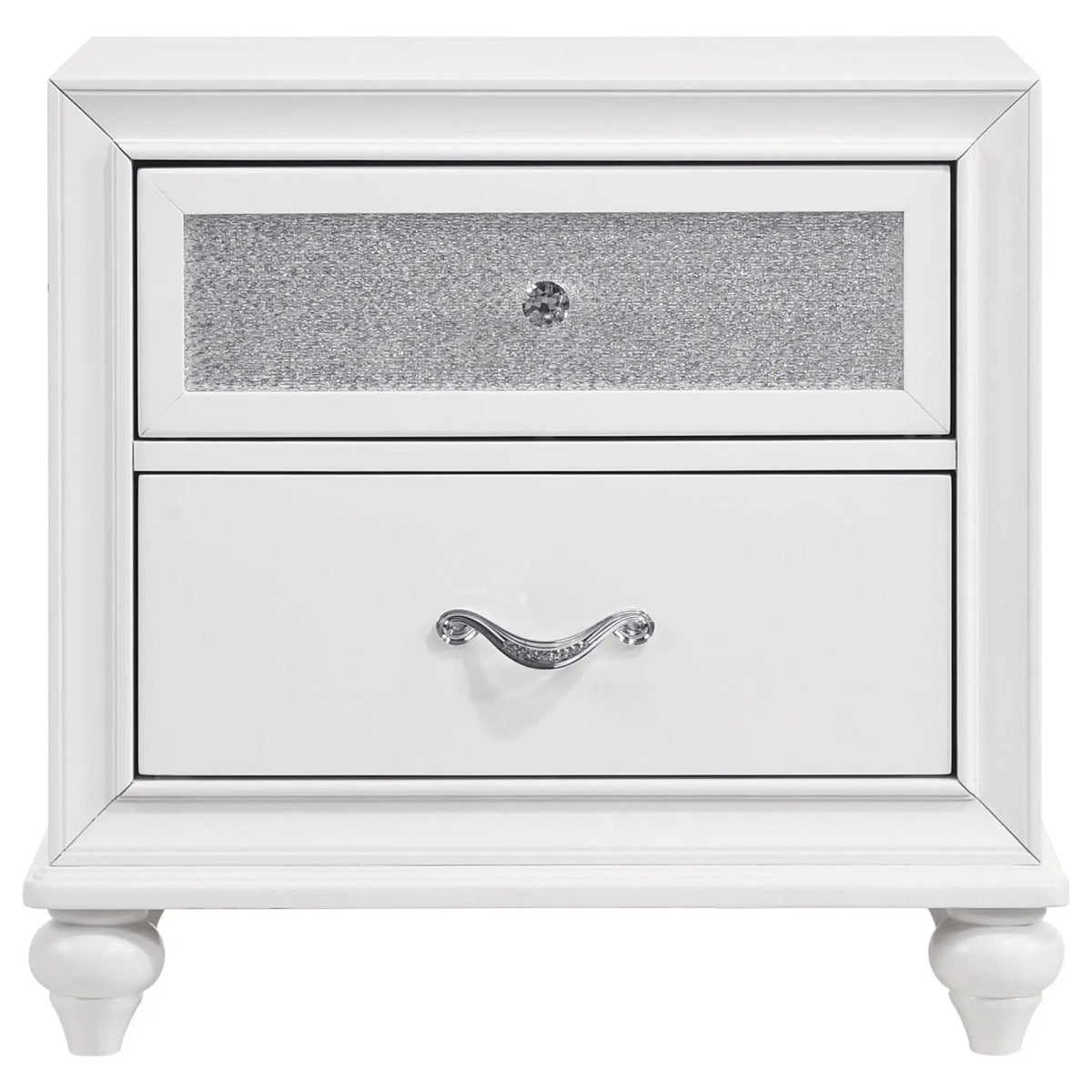 Barzini 4-piece Eastern King Bedroom Set | 4-Piece Set | Acrylic & Crystal | White