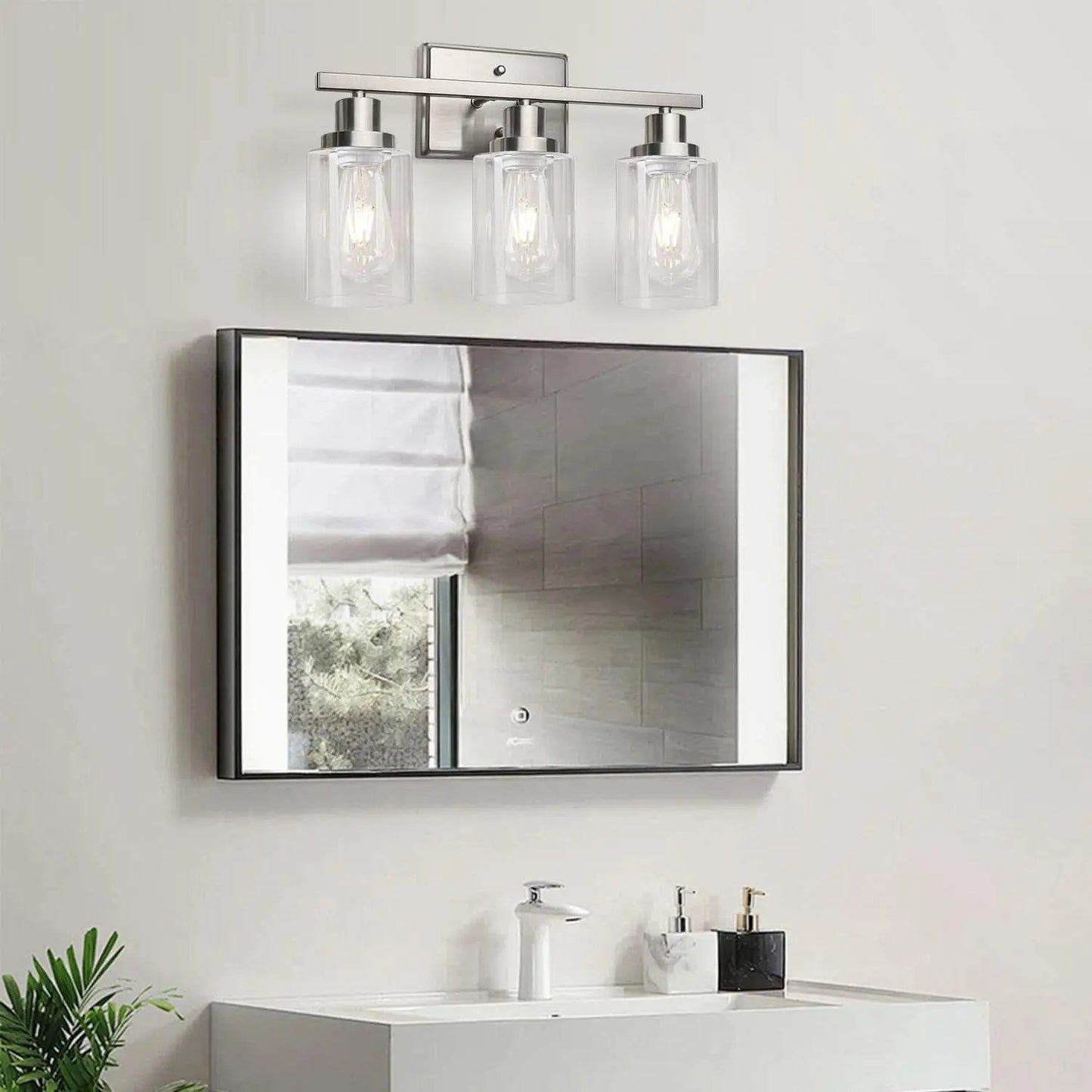 3 Light Brushed Nickel Vanity Light Fixture For Bathroom from PriceLows™
