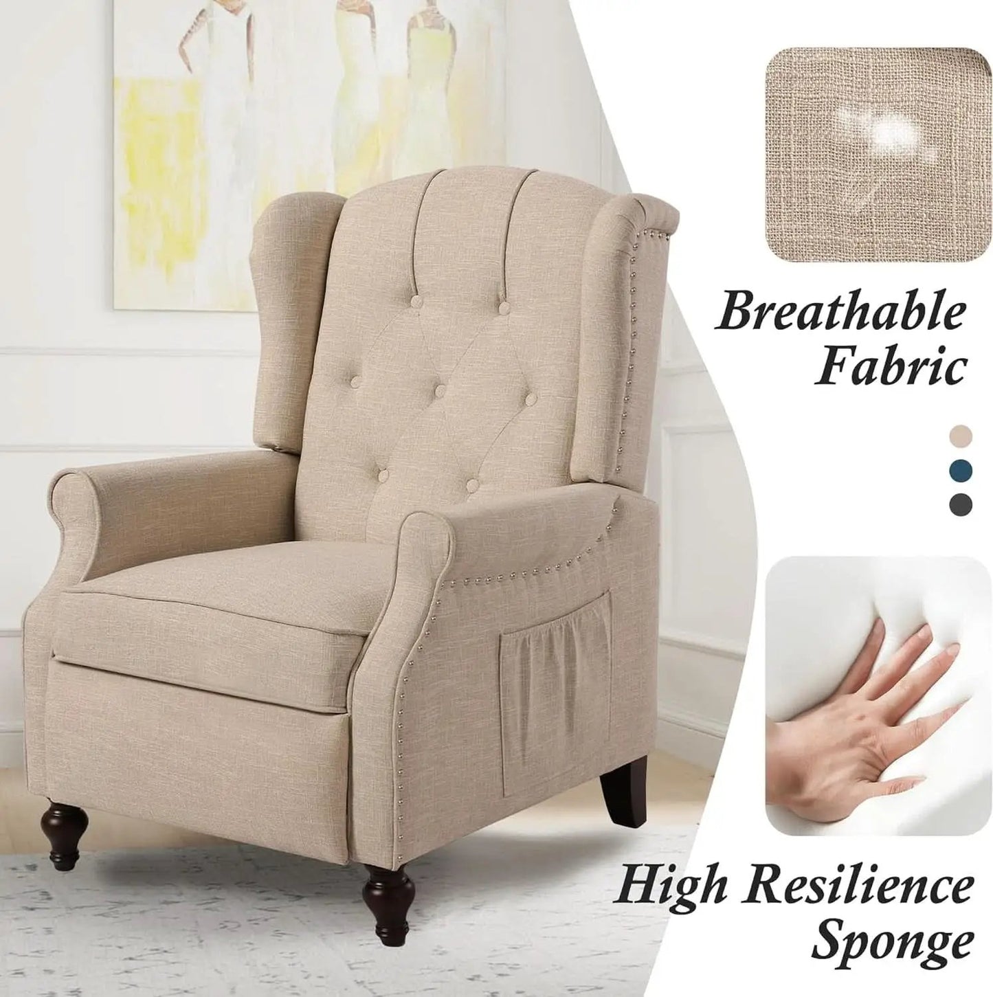 Vintage Wingback Recliner Chair With Massage And Heat from PriceLows™