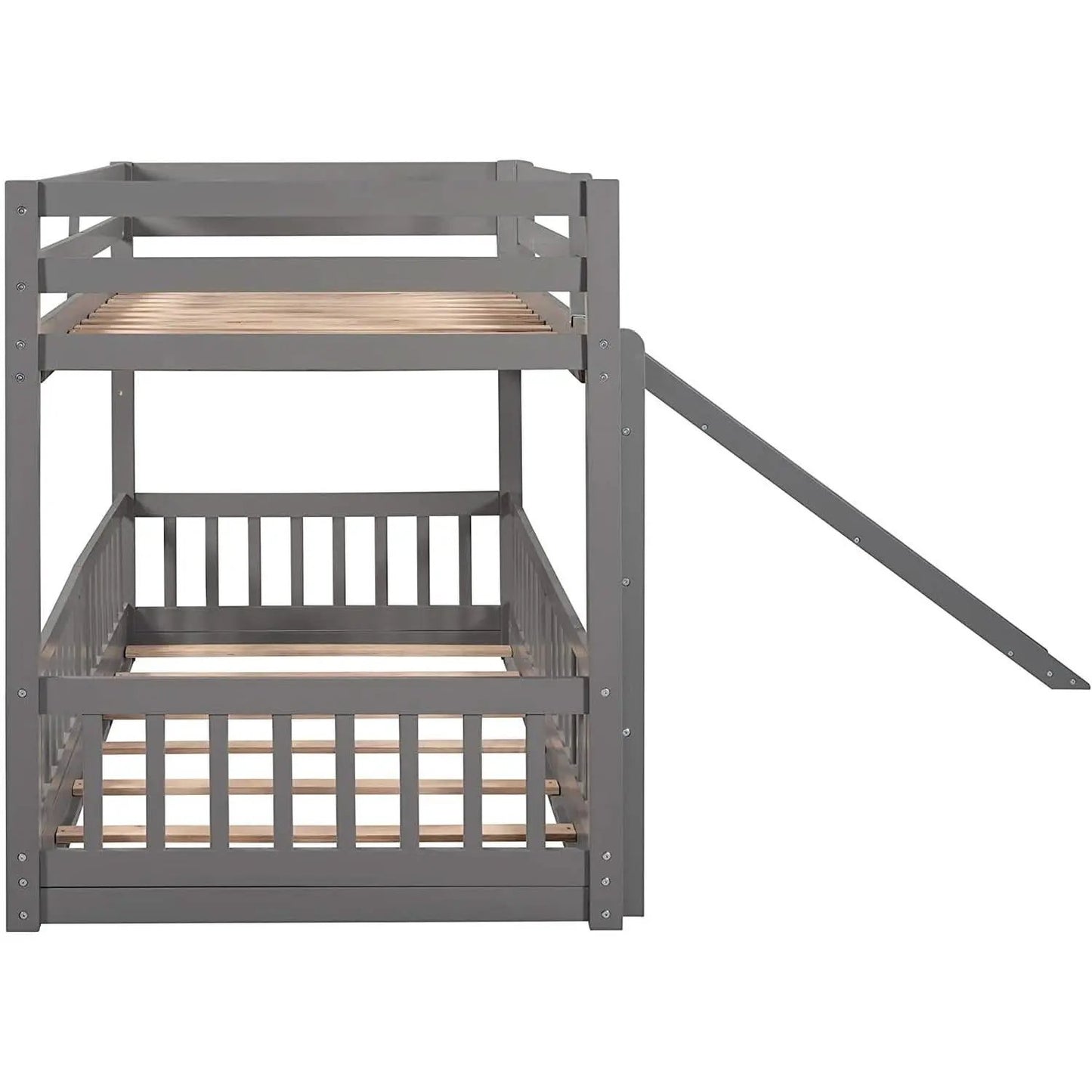 Twin Metal Bunk Bed Frame Black With Convertible Ladder from PriceLows™