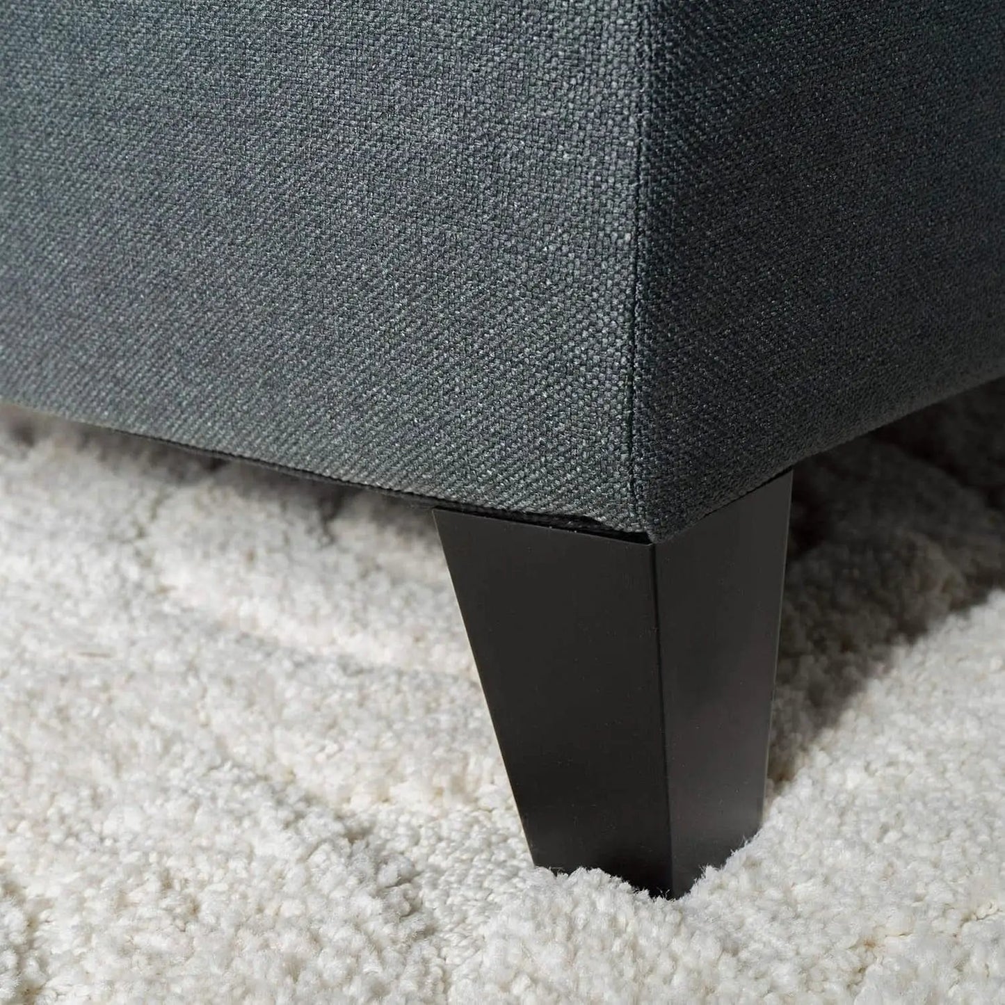 Dark Grey Tufted Fabric Storage Ottoman 17.5 In Depth from PriceLows™