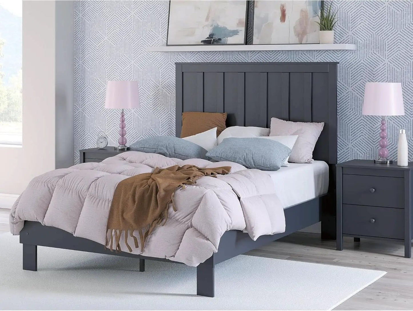 Stylish Navy Blue Full Panel Headboard for Bedrooms from PriceLows™