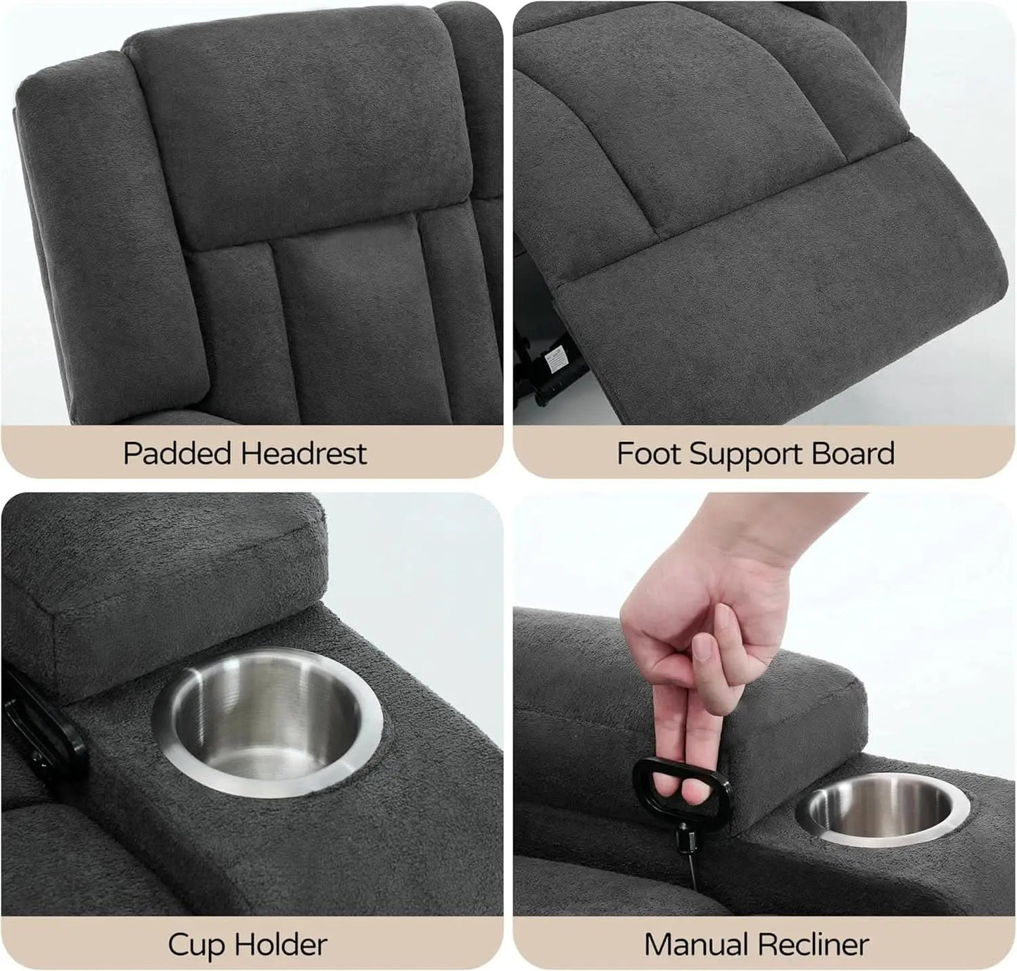 Dark Gray Two Seat Recliner Loveseat With Cup Holders from PriceLows™