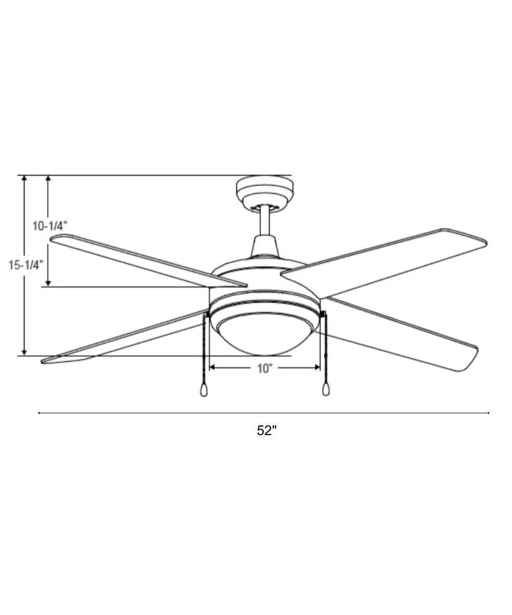 Ceiling Fan | 52 In | 4 Blade | Integrated Led Light