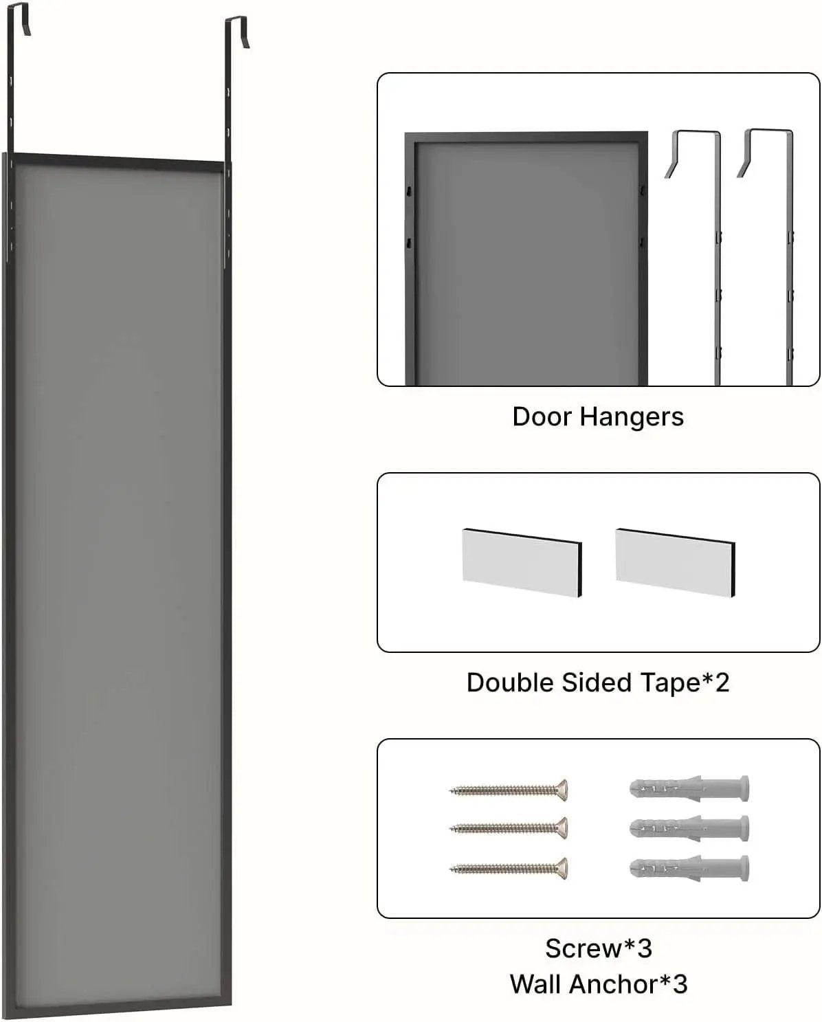 48x14 Inch Full Length Tempered Glass Door Mirror Over Door from PriceLows™