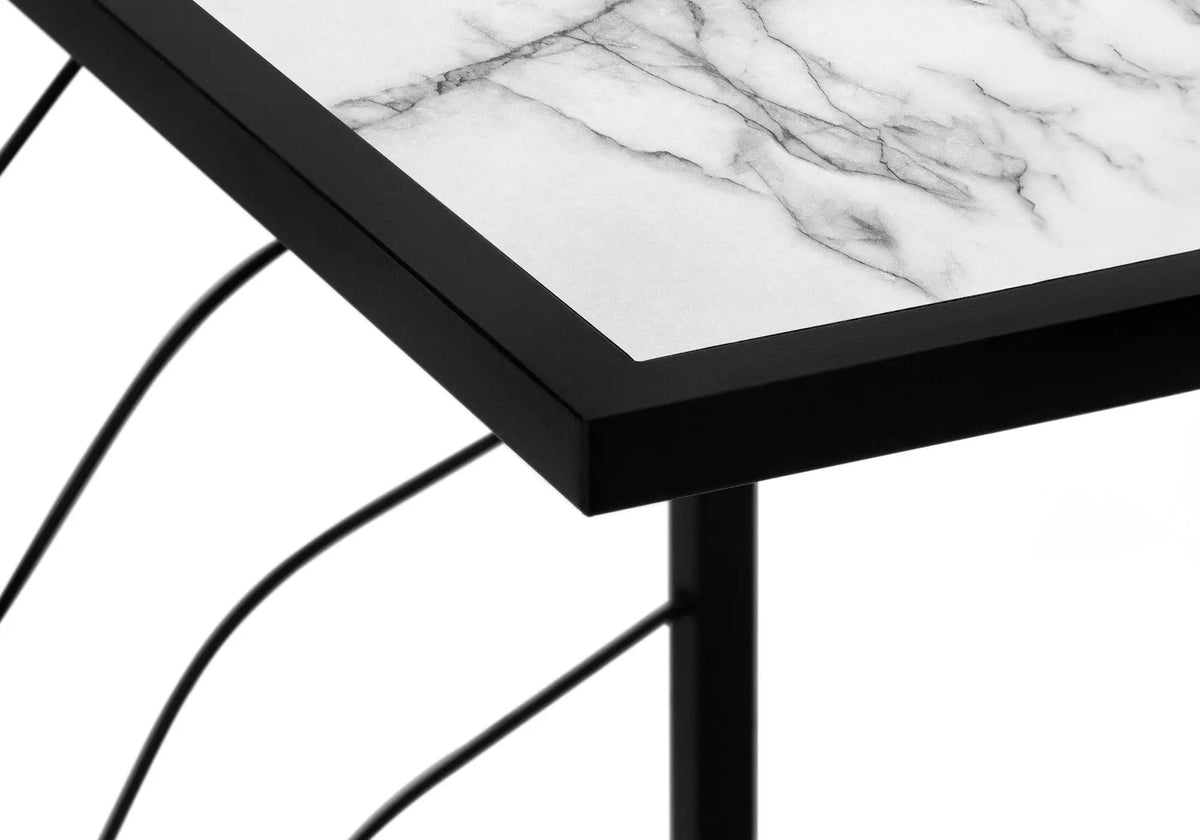 C-Shaped Accent Table | Stone-Look Textured Top | Metal Frame | Convenient Design