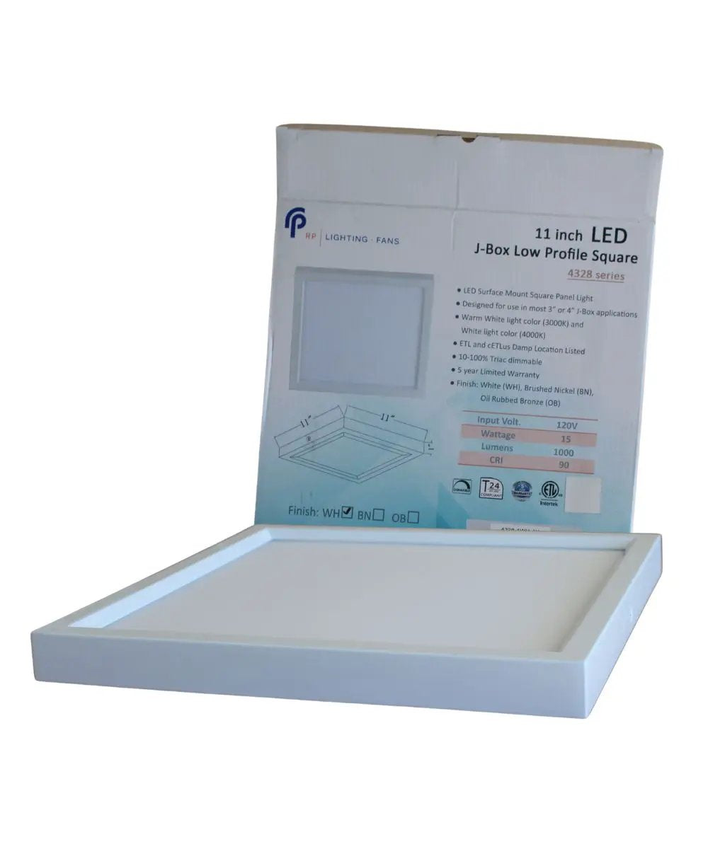 Square LED Flush Mount Light | 11 Inch Wide | Energy Star Certified