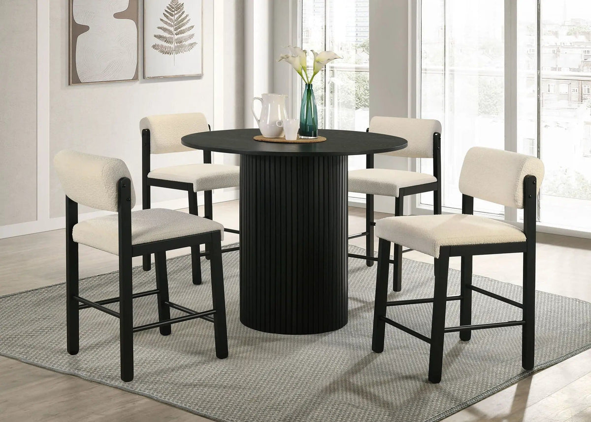 Hamlyn 43-inch Round Wood Counter Height Dining Table | 43.25 x 43.25 x 36.25 in | Rubberwood & Engineered Wood | Black