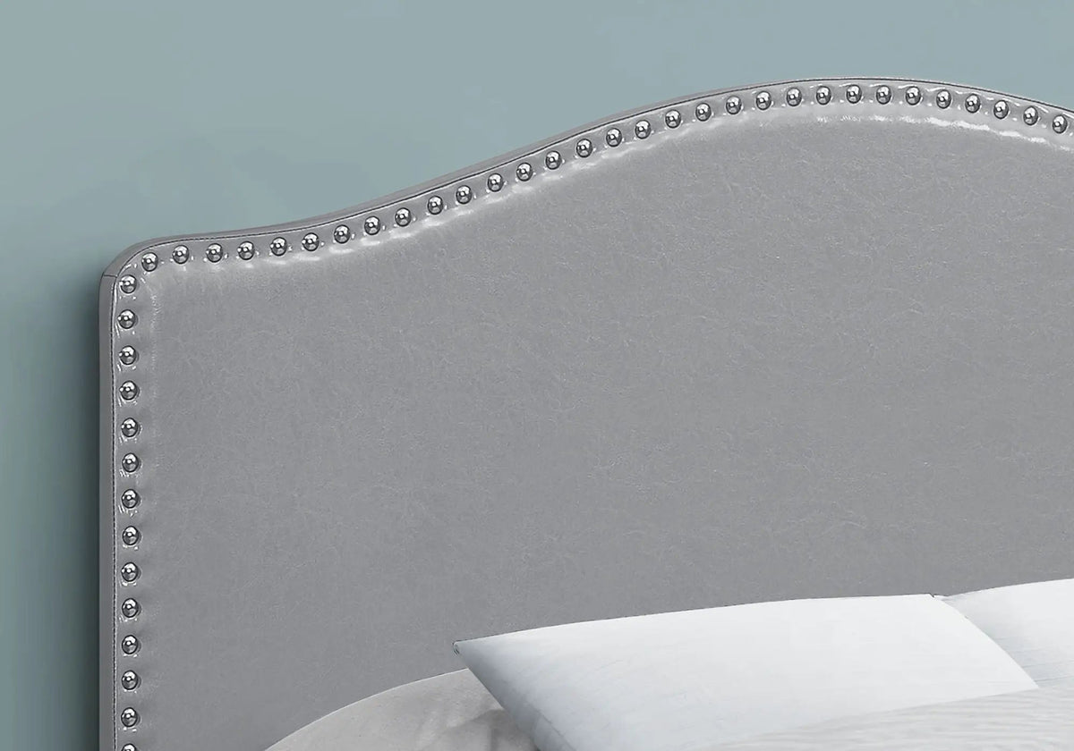 Full Size Upholstered Headboard | Gray | Arched Top Design | Wooden Frame