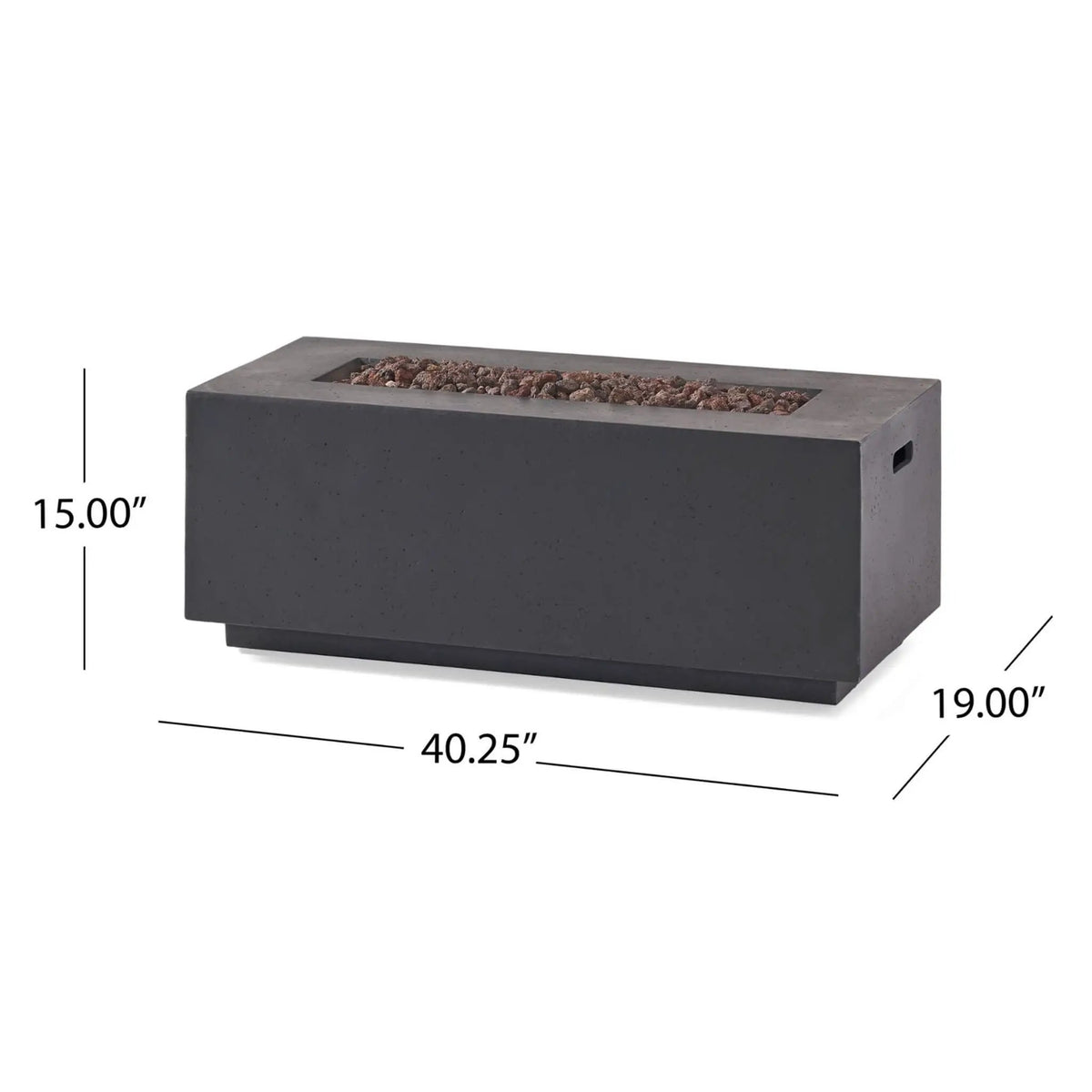 Rectangular Propane Gas Fire Pit Table | 40K BTU | Lightweight Concrete | 40.25 Inch Width