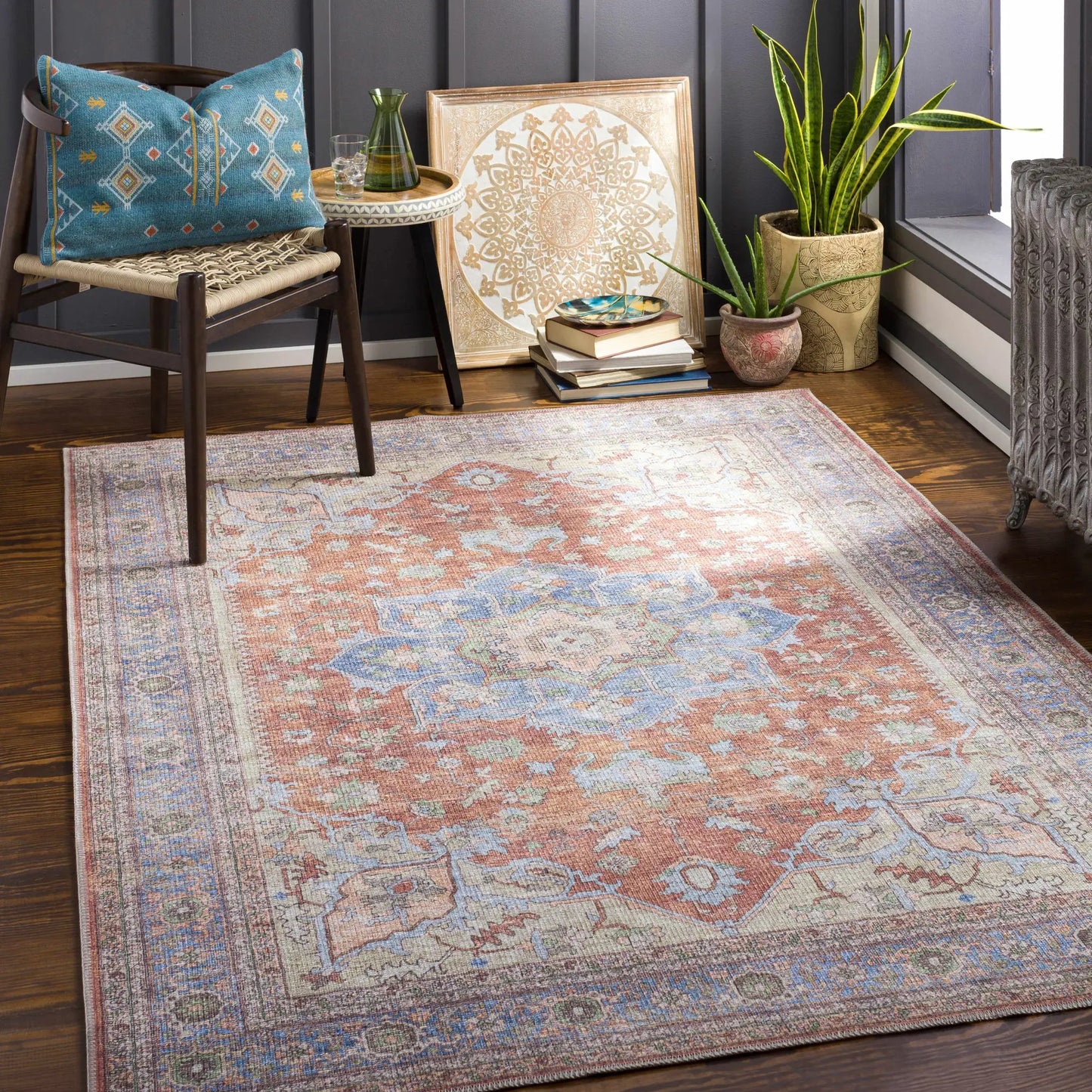 Brown Bagamanoc Medallion Washable Area Rug from PriceLows™