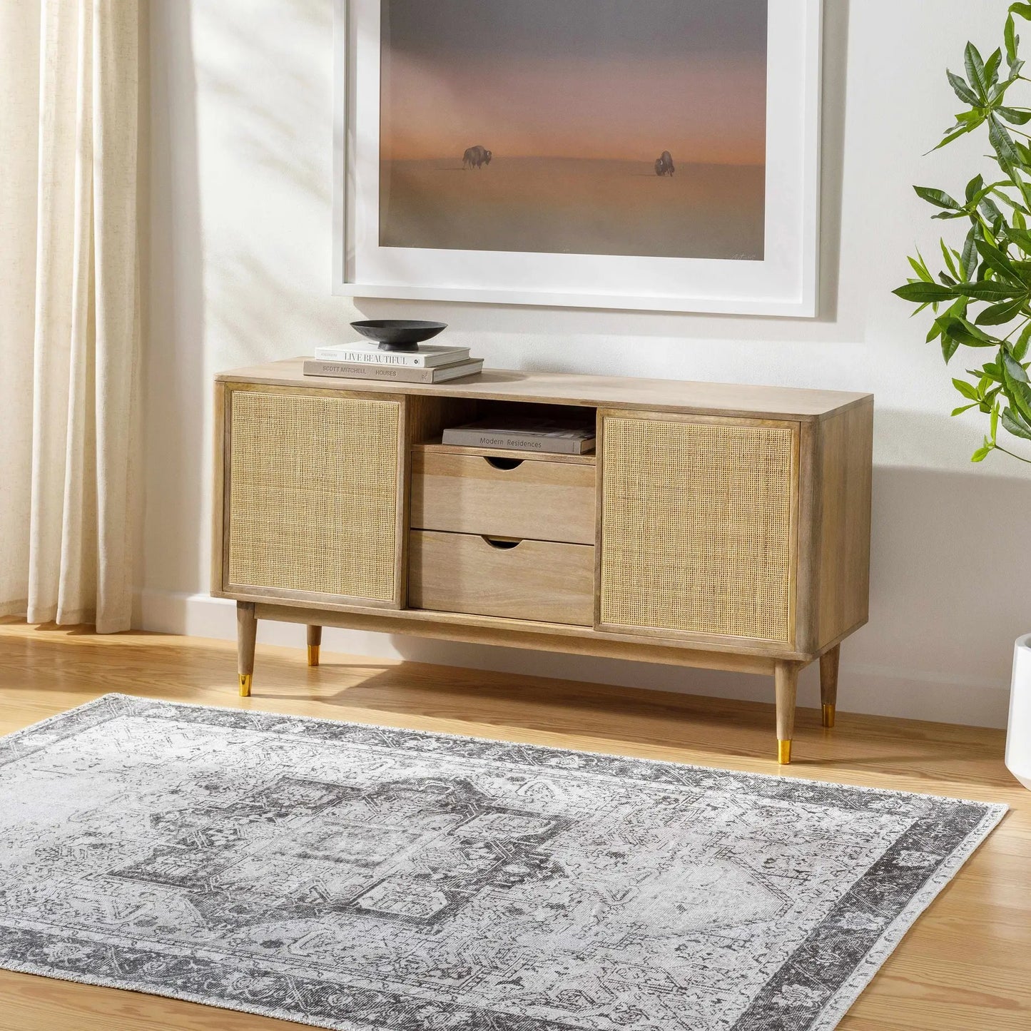 Rosman Gray Washable Area Rug from PriceLows™