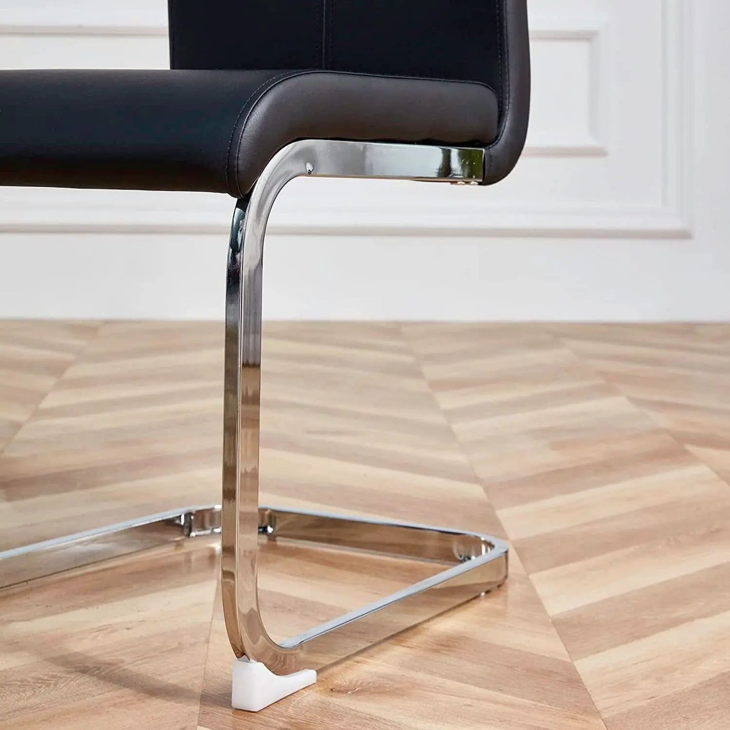 6 Piece Black PU Leather Dining Chairs With Metal Legs from PriceLows™