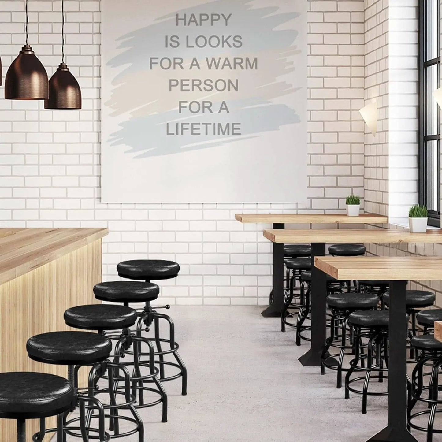 Black Bar Stool 21 To 28 Inch Industrial Kitchen Stool from PriceLows™