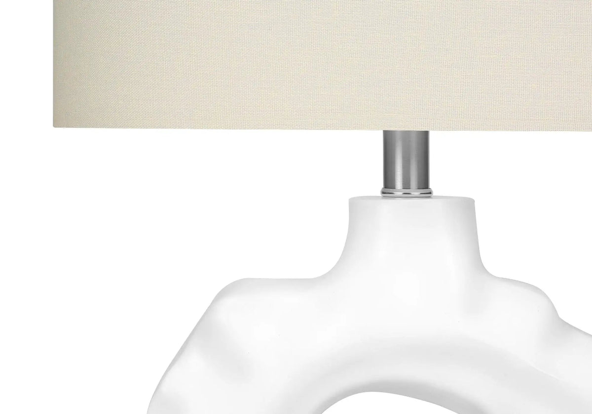 Cream Resin Table Lamp | Rippled Organic Base | 25 Inch Height | 3-Way Rotary Switch