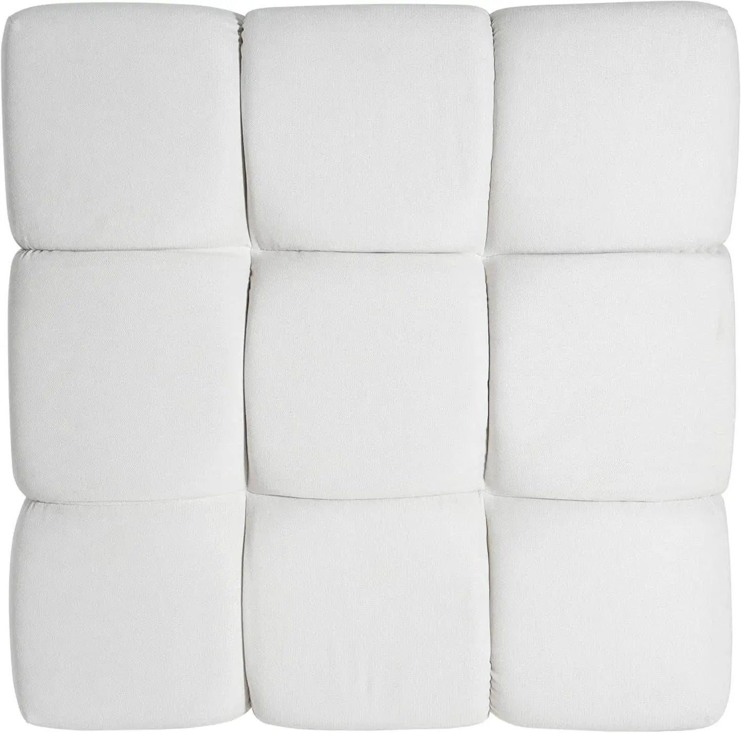 Square White Upholstered Ottoman Featuring Dense Foam from PriceLows™