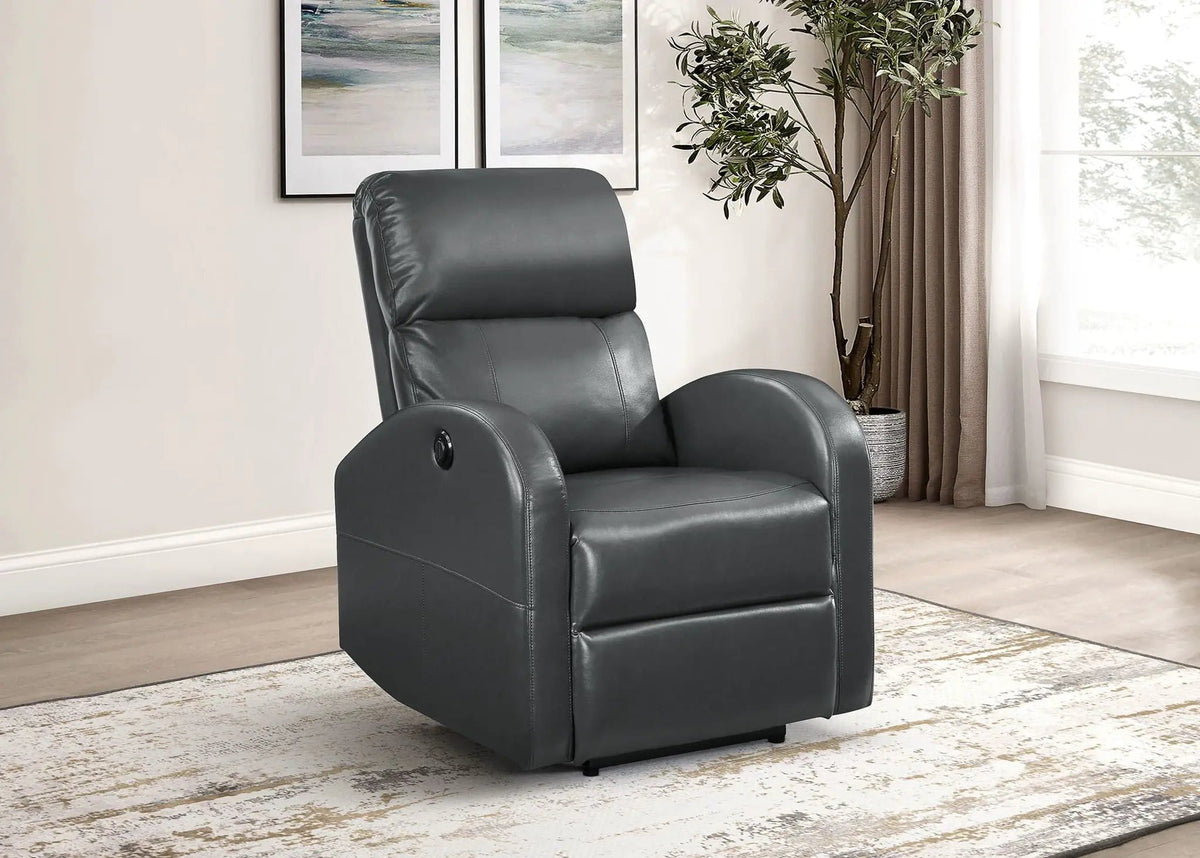 Grant Upholstered Power Recliner Chair | 29.5 x 37.5 x 40.5 in | Living Room Furniture | Grey
