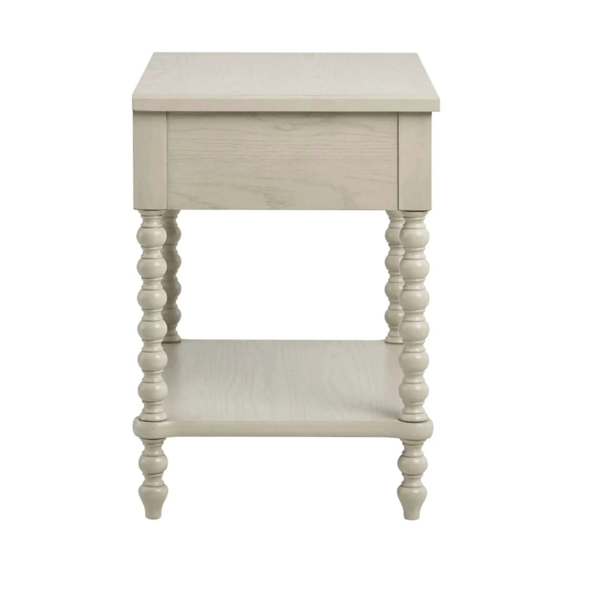 Traditional Nightstand Table | Solid Wood Frame | Drawer And Shelf | Turned Legs
