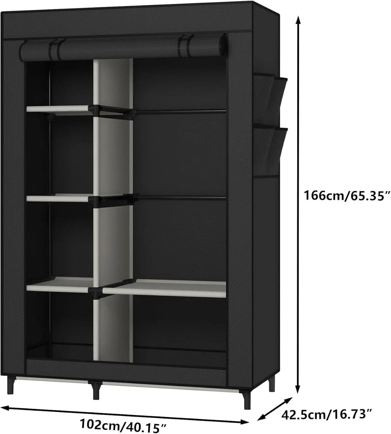 Portable Closet Organizer Black With 6 Shelves And Rod from PriceLows™