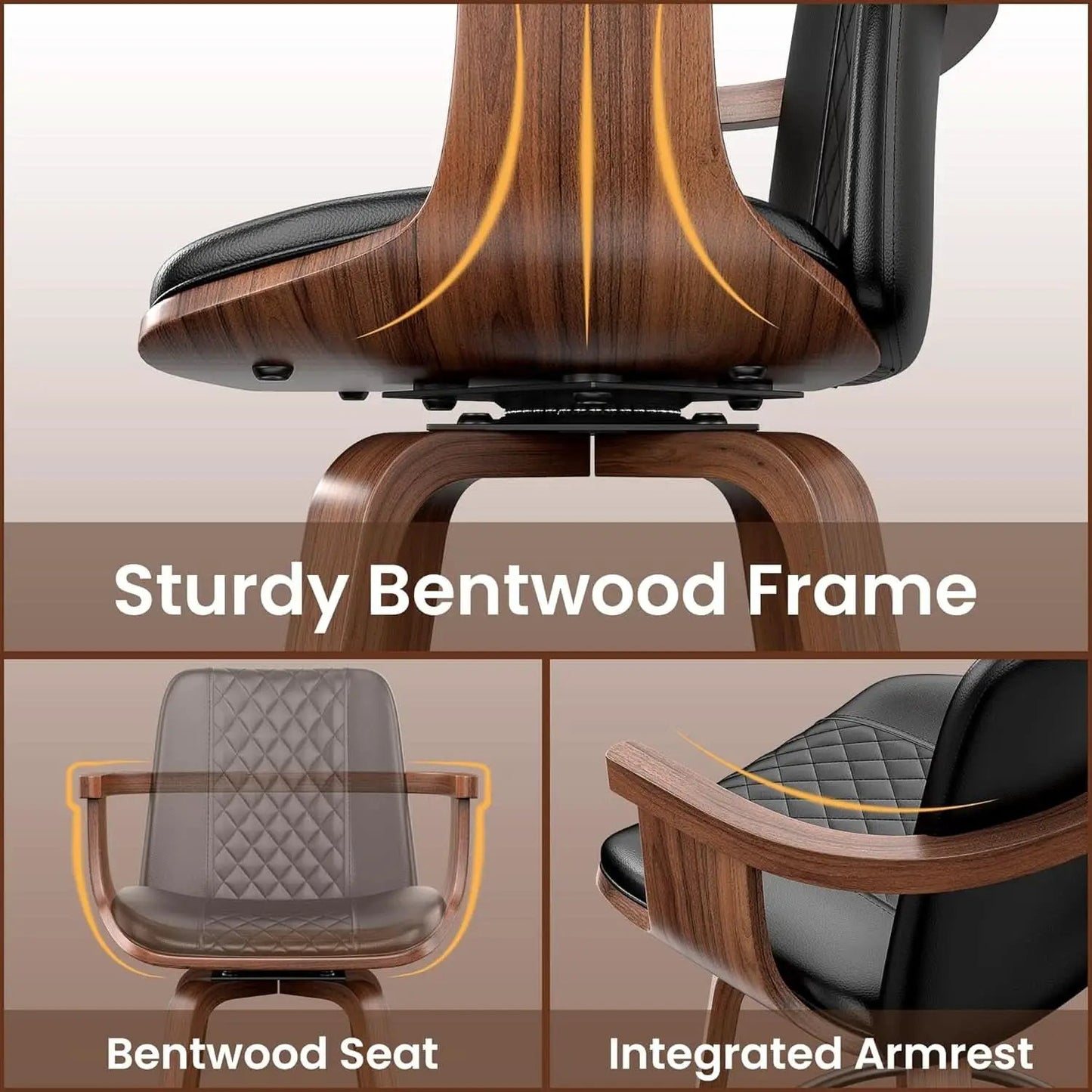 Set Of 3 26 Inch Bar Stools Black PU Leather Upholstery from PriceLows™