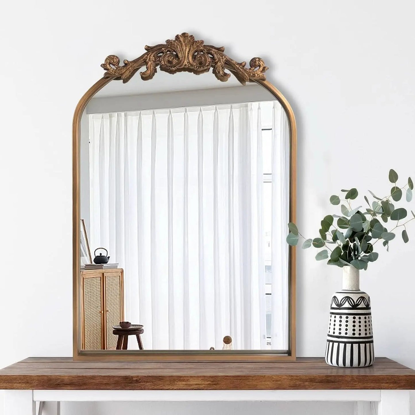 Antique Gold Baroque Arched Wall Mirror 19x27 Decor from PriceLows™