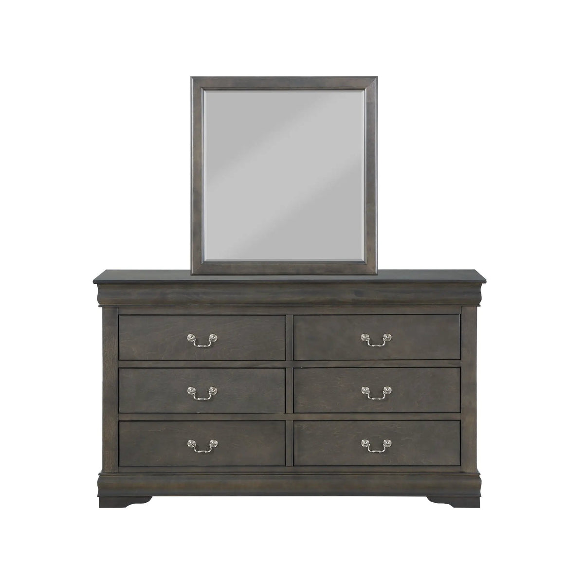 Louis Philippe Bedroom Mirror | Square Design | Rich Finish | Wood Frame With Veneer