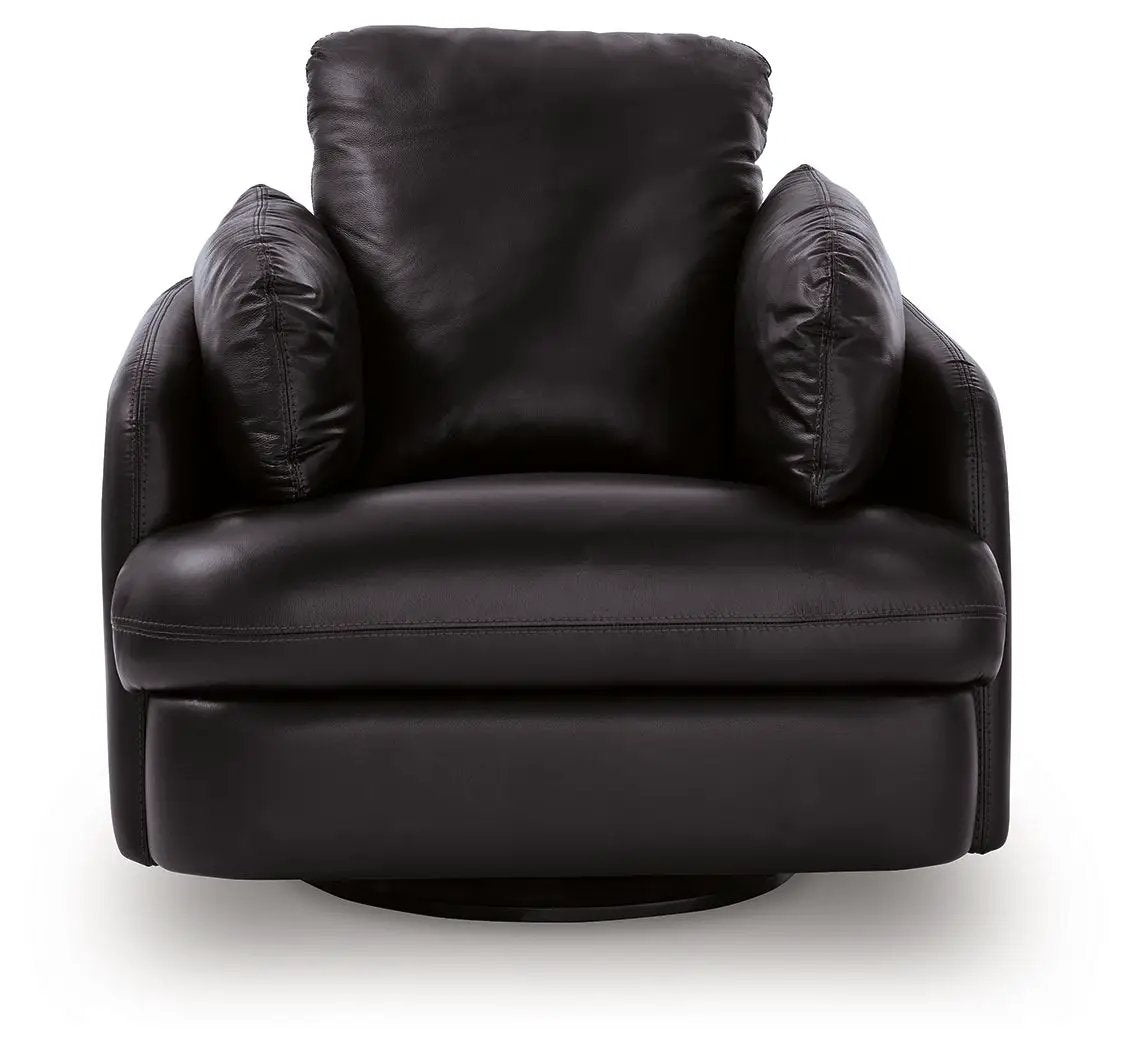 Swivel Glider Recliner | Top Grain Leather | One Pull Reclining | Black