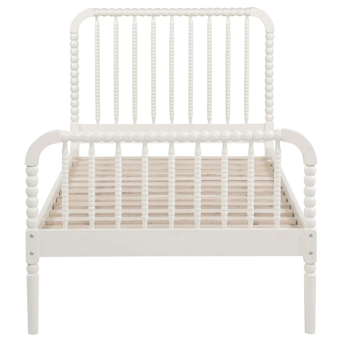Jones Wood Twin Open Frame Bed | 41.75 x 79.25 x 44 in | Rubberwood | White