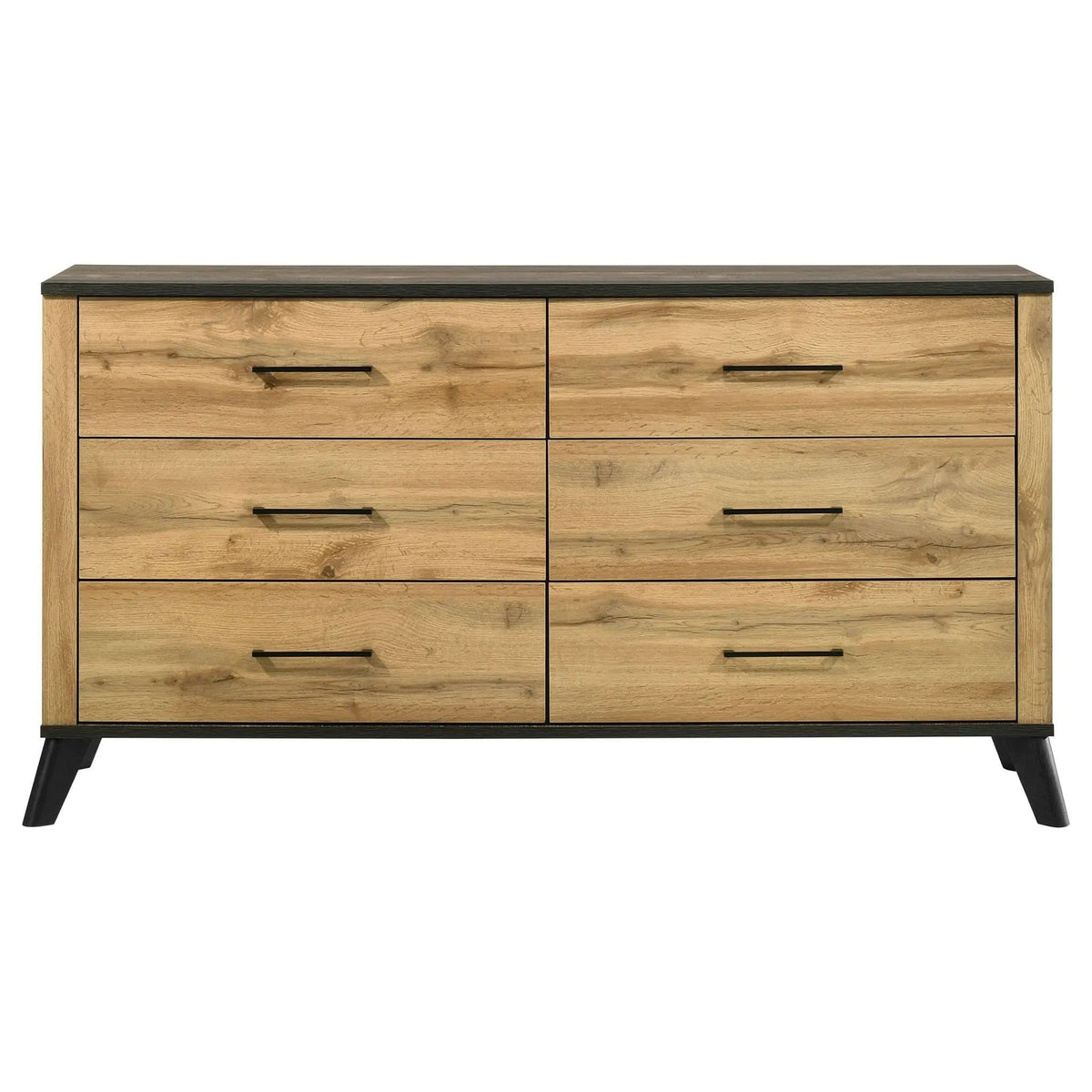 Kaywood 6-drawer Dresser Cabinet Natural Pine | 60.25 x 17.25 x 32 in | Engineered Wood & Metal | Bedroom