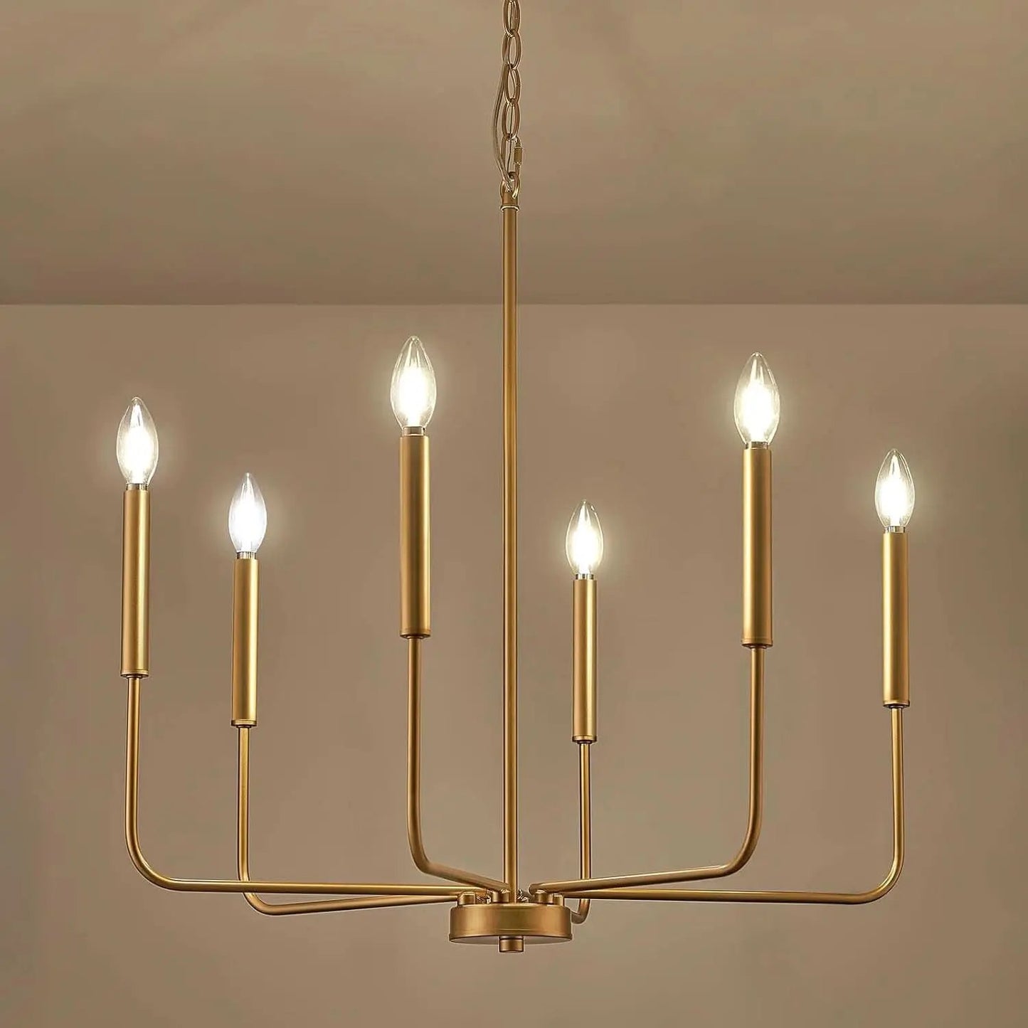 Gold 6 Light Candle Chandelier For Dining Room Modern from PriceLows™