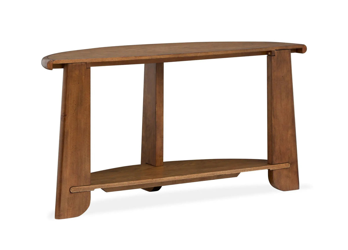Tanner Demilune Sofa Table | Tawny Brown Finish | Okume Veneer And Hardwood | 54 Inch Width
