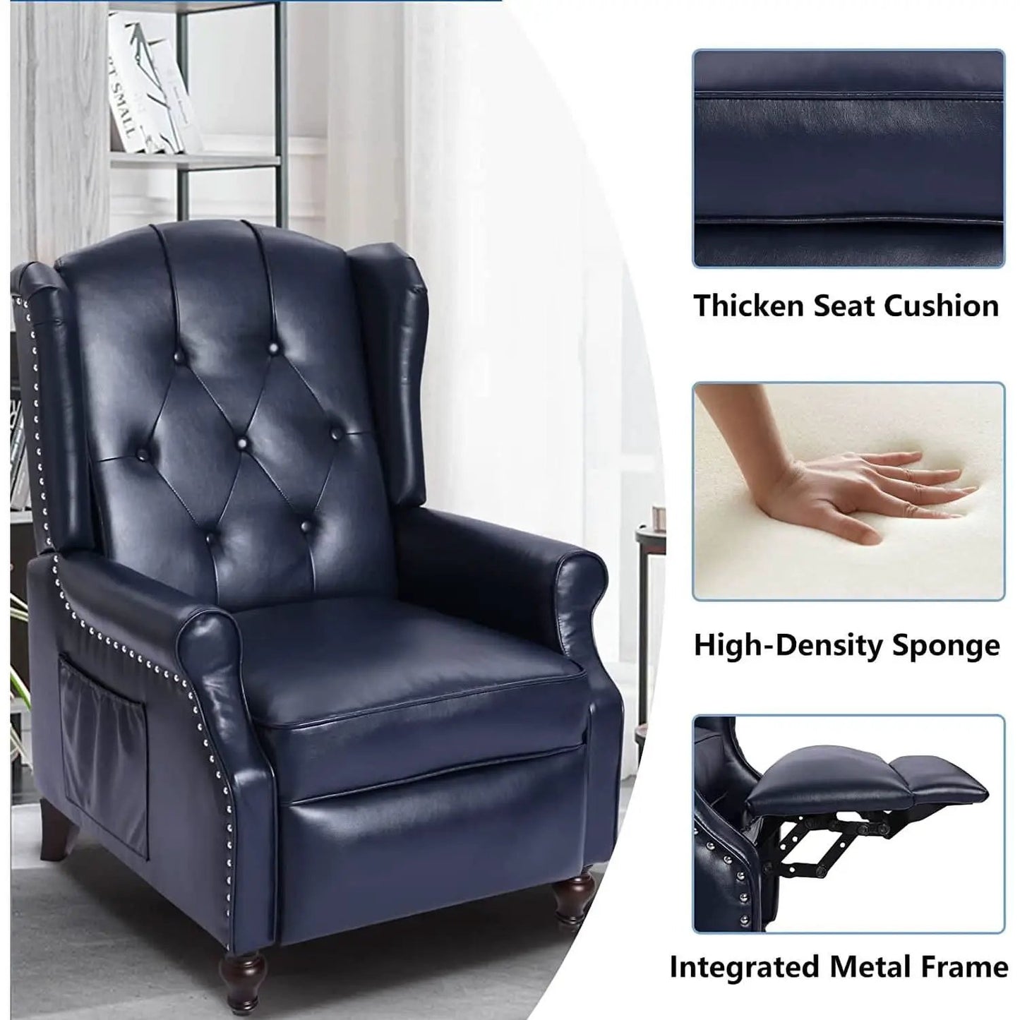 Wingback Recliner Chair With Massage Function PU Leather from PriceLows™