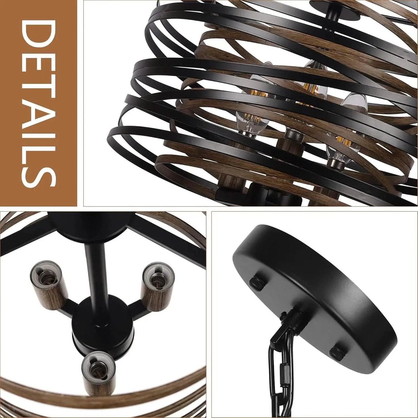 12.6 Rustic Farmhouse Three Light Drum Chandelier Black from PriceLows™