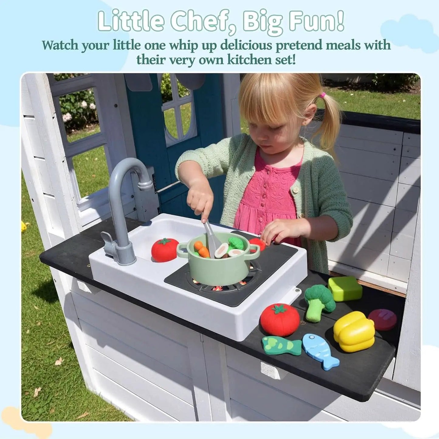 White Cedar All Weather Wood Playhouse With Dutch Door from PriceLows™