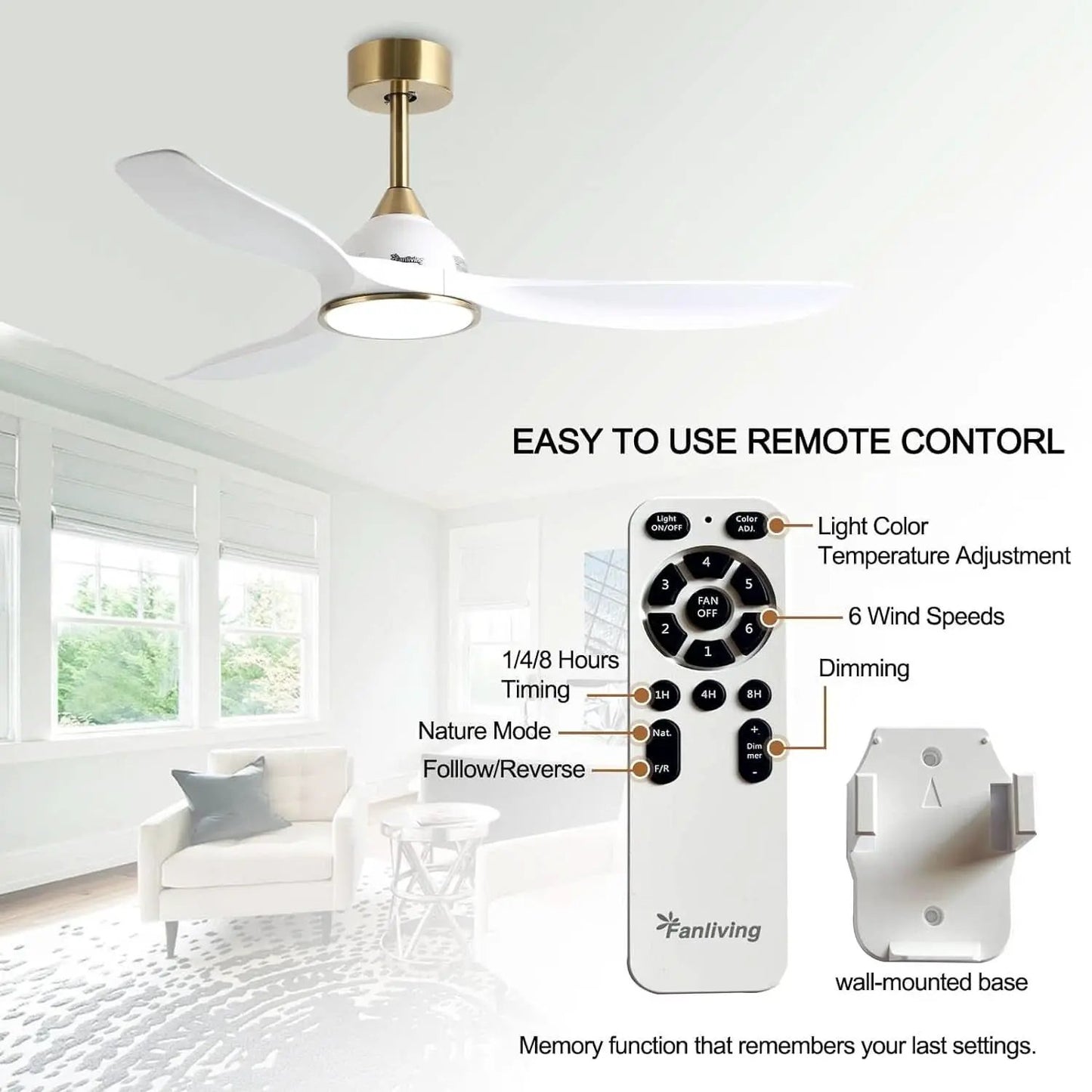 52 Inch Ceiling Fan With DC Motor And Remote Control from PriceLows™