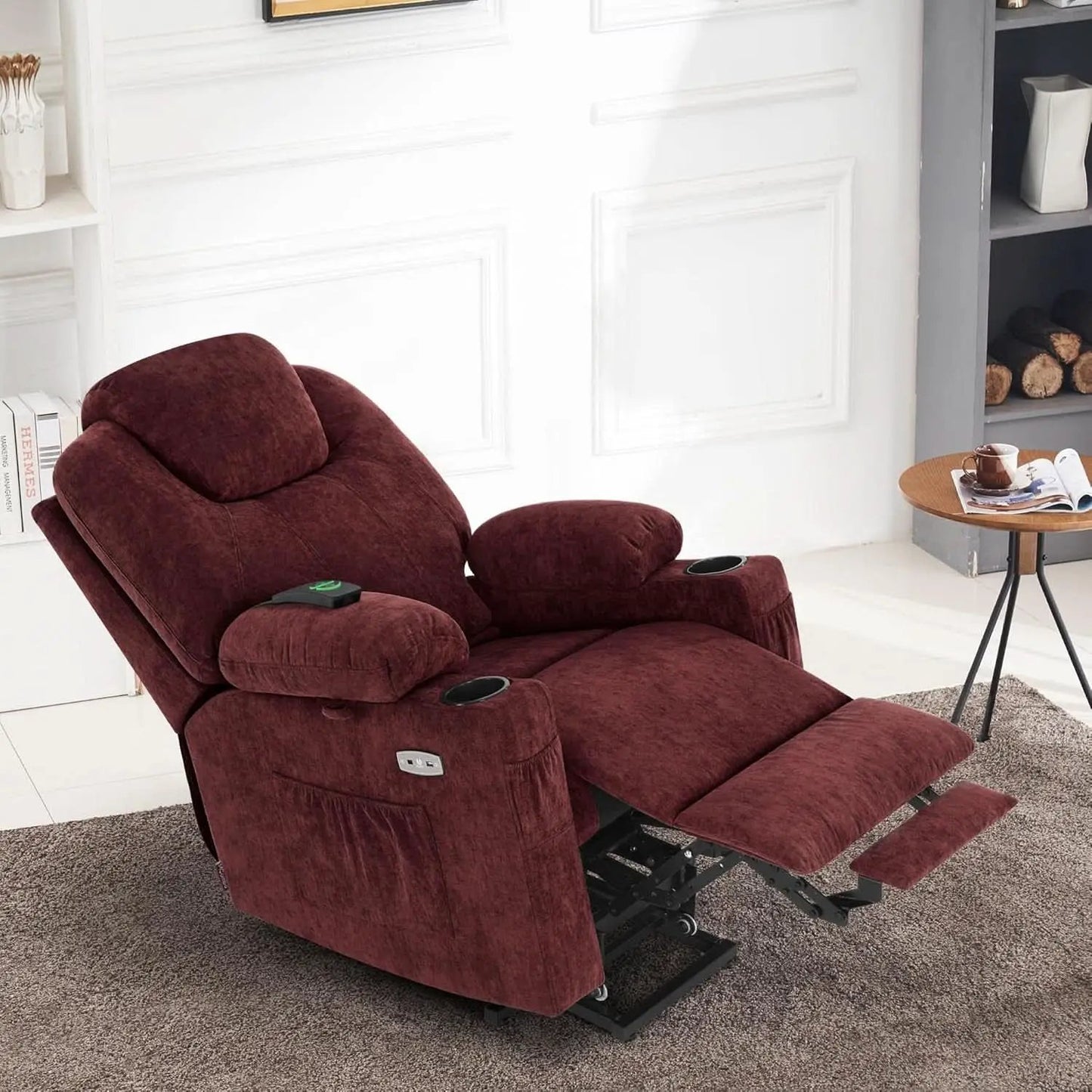Large Power Lift Recliner With Massage And USB Sangria from PriceLows™