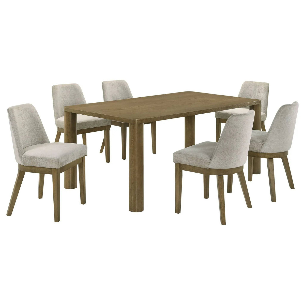 Castlewood 7-piece 71-inch Rectangular Dining Set Brown | 7-Piece Set | Chenille & Wood | Oak
