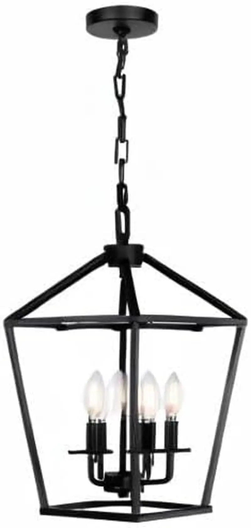 4 Light Black Lantern Chandelier With Adjustable Height from PriceLows™