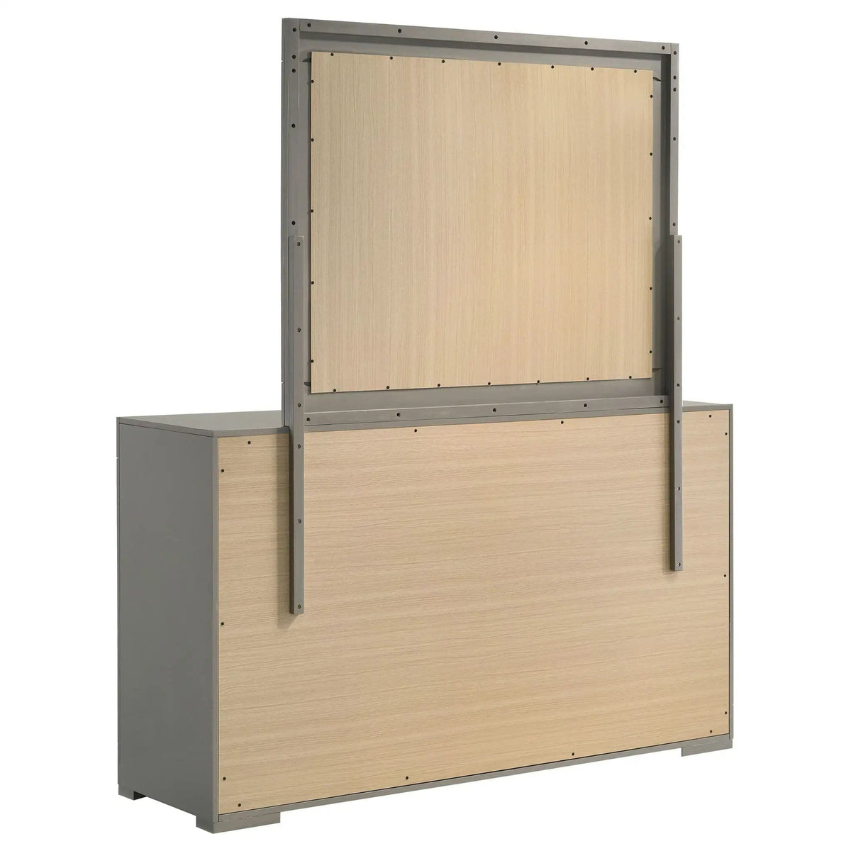 Ives 6-drawer Dresser and Mirror Grey High Gloss | 63 x 18 x 74 in | 6-Drawer | Bedroom