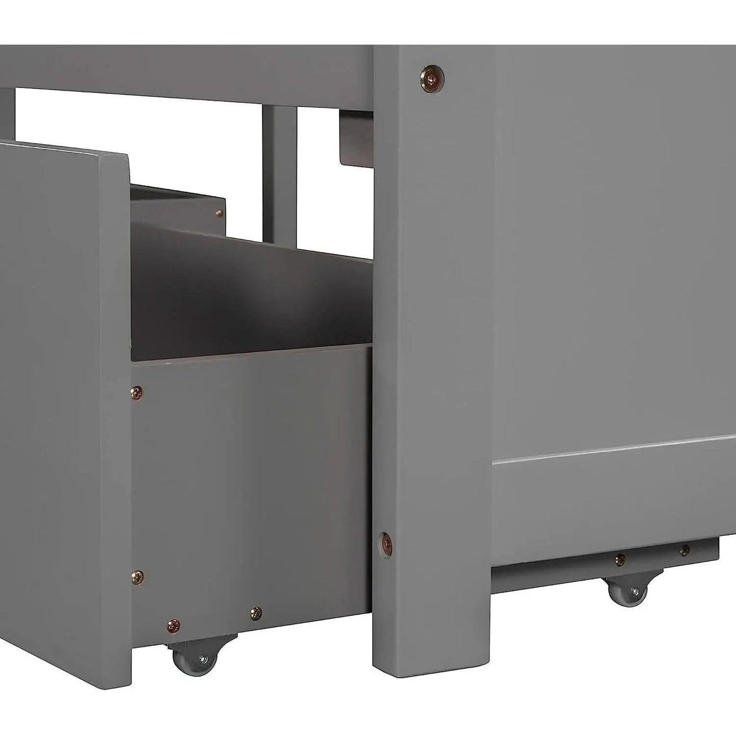 L Shaped Twin Platform Bed With Trundle Gray Finish from PriceLows™