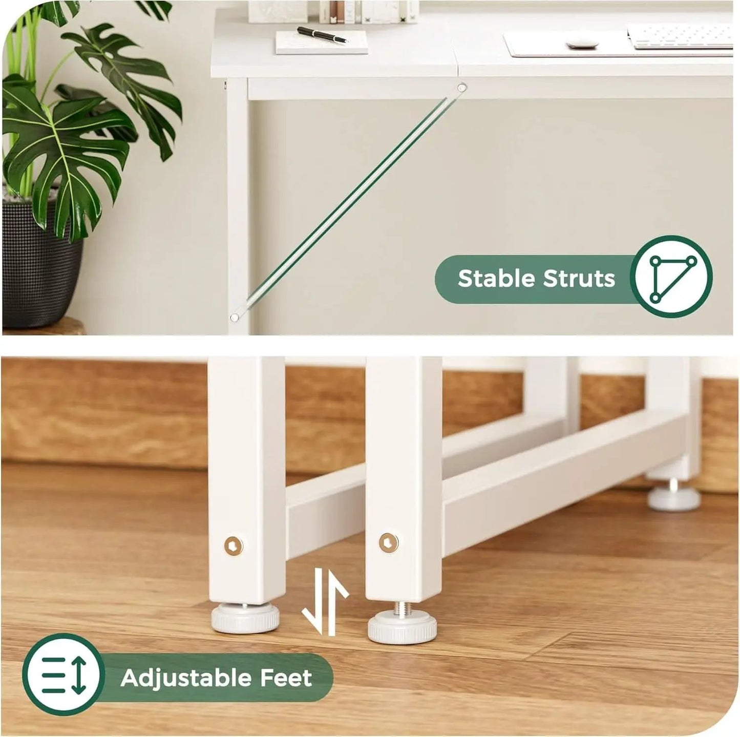 80 Inch White Computer Desk With Storage Metal Frame from PriceLows™