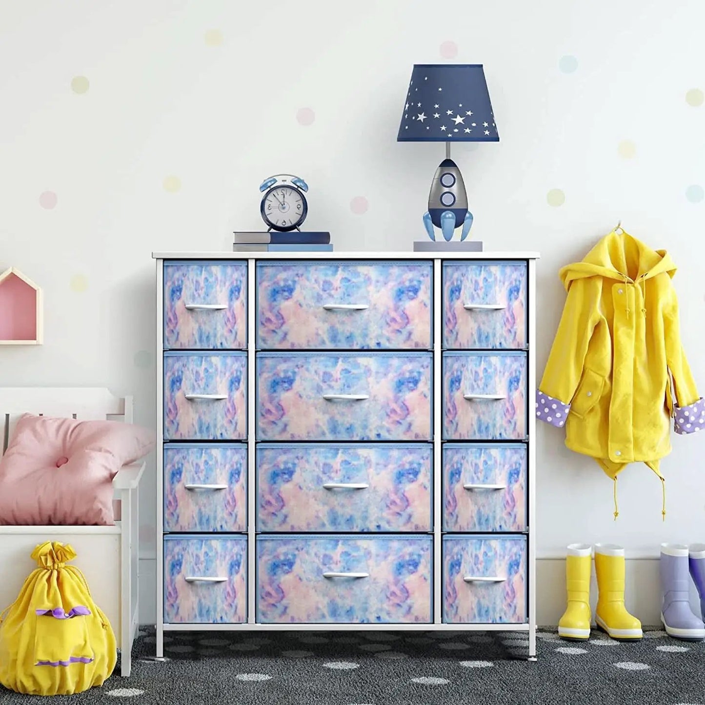 Kids Dresser With 12 Drawers White Finish For Nursery from PriceLows™