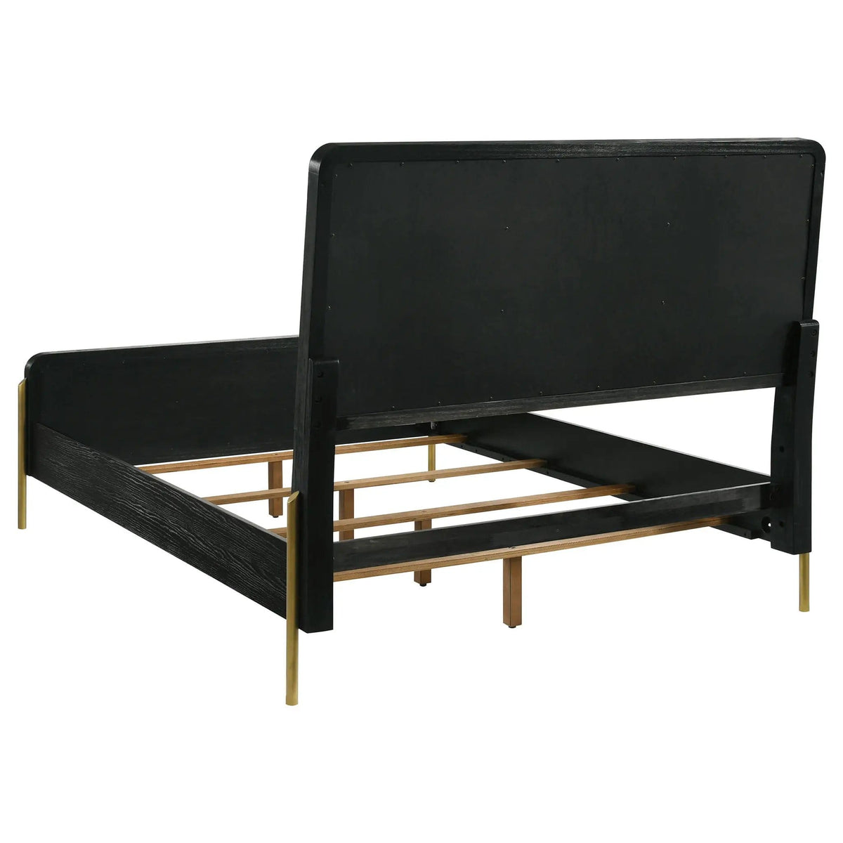 Arini Upholstered Queen Panel Bed Black and | 65.25 x 92.5 x 56.25 in | Fabric & Metal | Grey