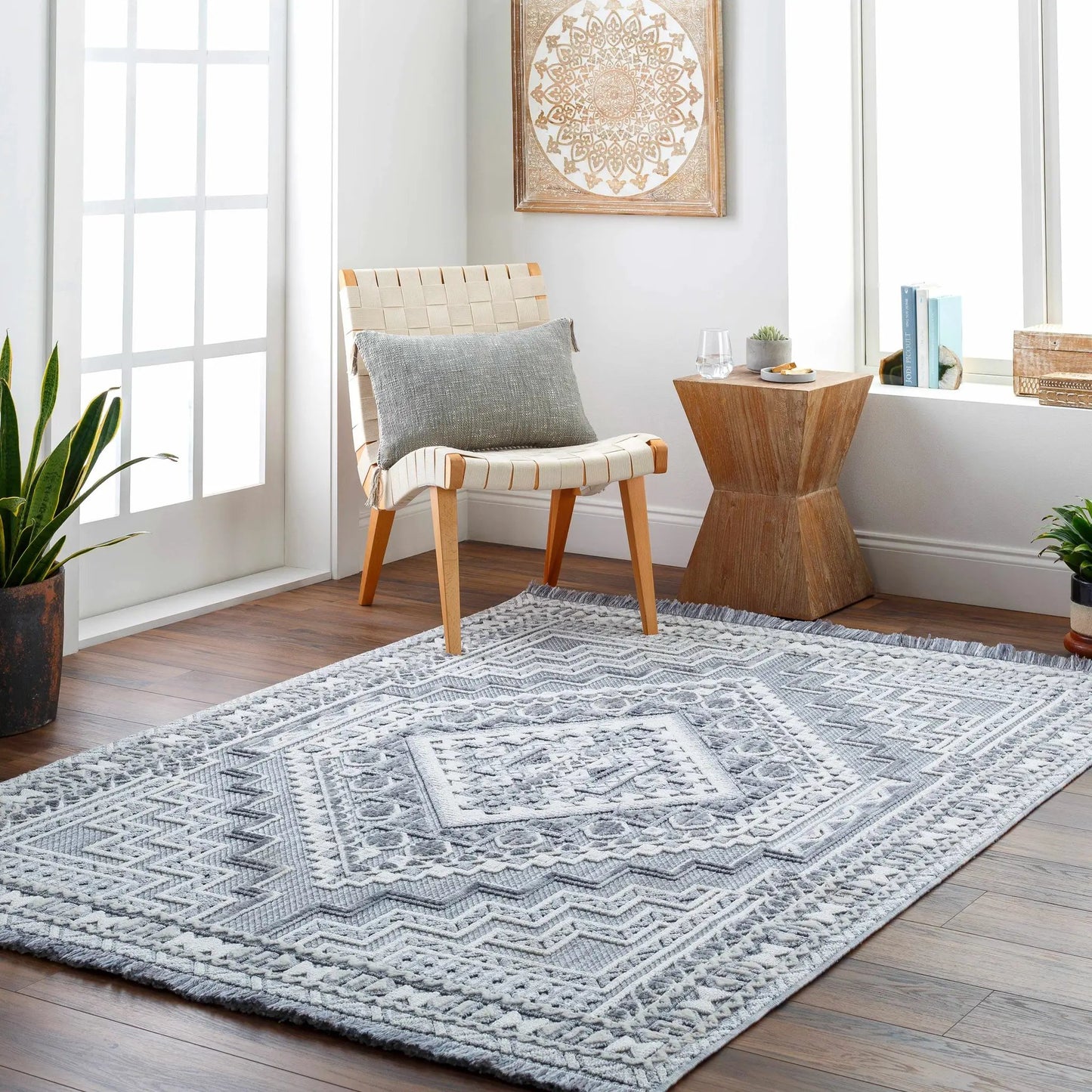 Alya Charcoal Textured Area Rug from PriceLows™